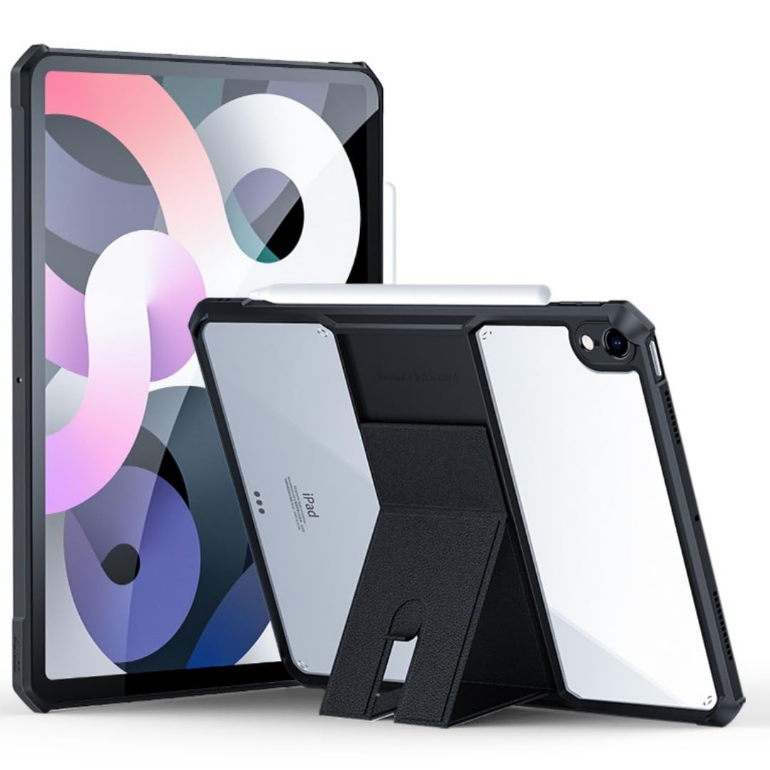 2025/2024 iPad Air 11インチ M3/M2 ケース クリア 透明 スタンド付き 耐衝撃 iPadAir 第5世代 第4世代 10.9インチ カバー 背面 はめ込み アイパッド Air5 Air4 透明カバー