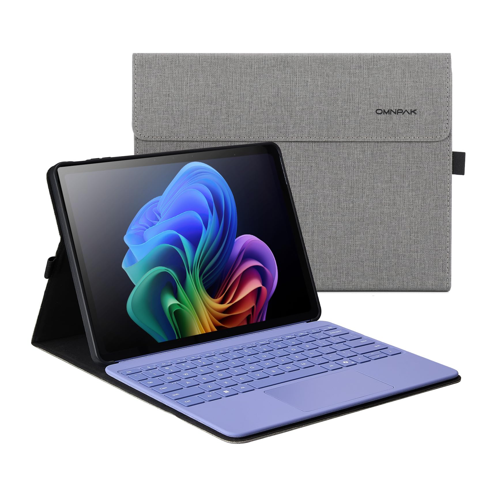 Omnpak Microsoft Surface Pro 12 in 入れもの （2025年）マイクロソフト 専用防御すること取りまかなう 境界線の外側内蔵防御すること 多視角 照明ランプ 鍵盤を納める能力のある軽さ 薄型 書きもの保持者付き添い人 PU かっこ良い
