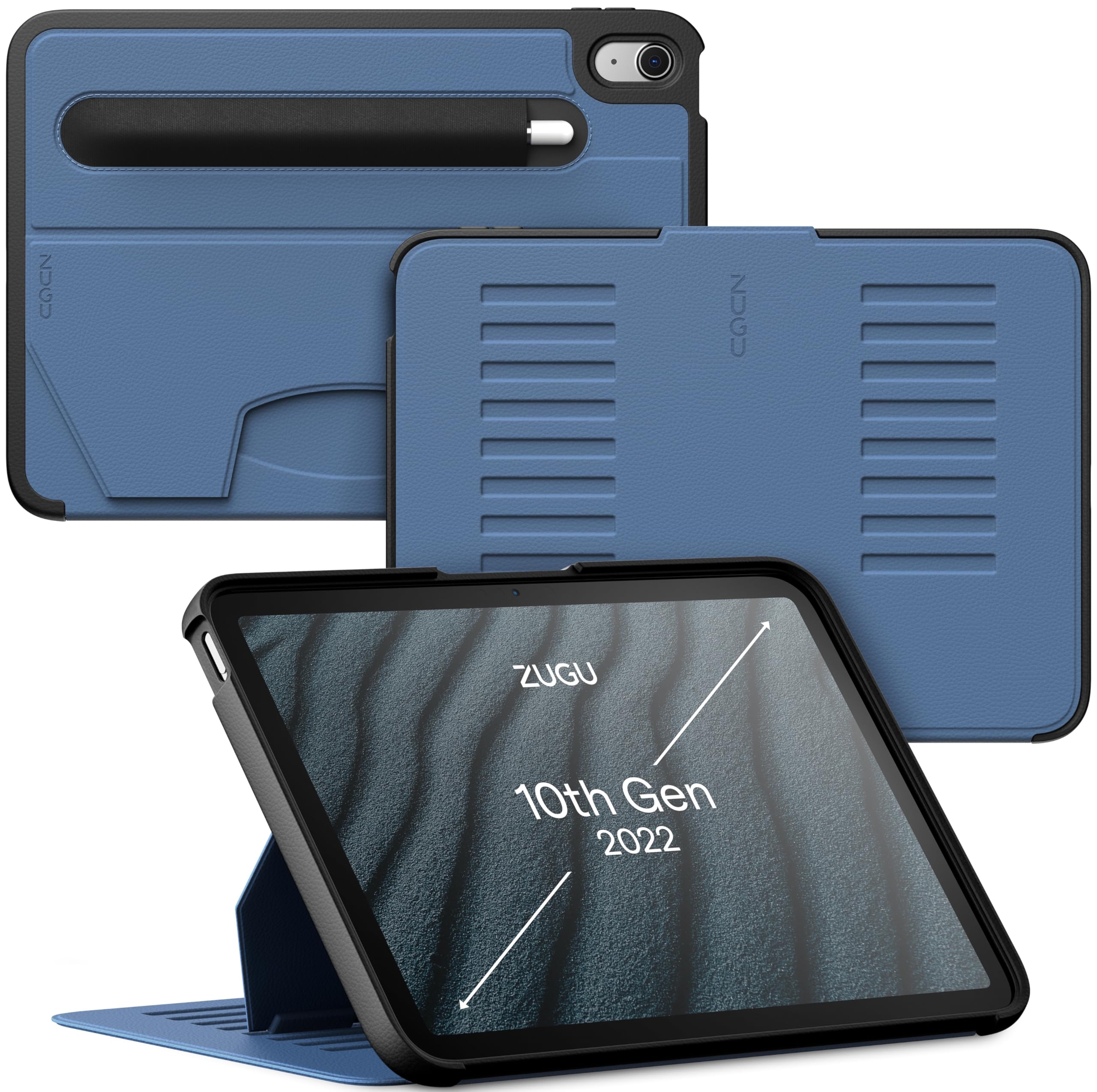 ZUGU CASE iPad 容れもの A16 第11時人 (2025) \u0026 第10時人 (2022) 10.9in 極薄 落っこちるぼうぜん自失保護すること ８度合い 照明ランプ 役立つこと オートスリープ 書き込み保持者 かっこ良い取りまかなう (スレート青碧)