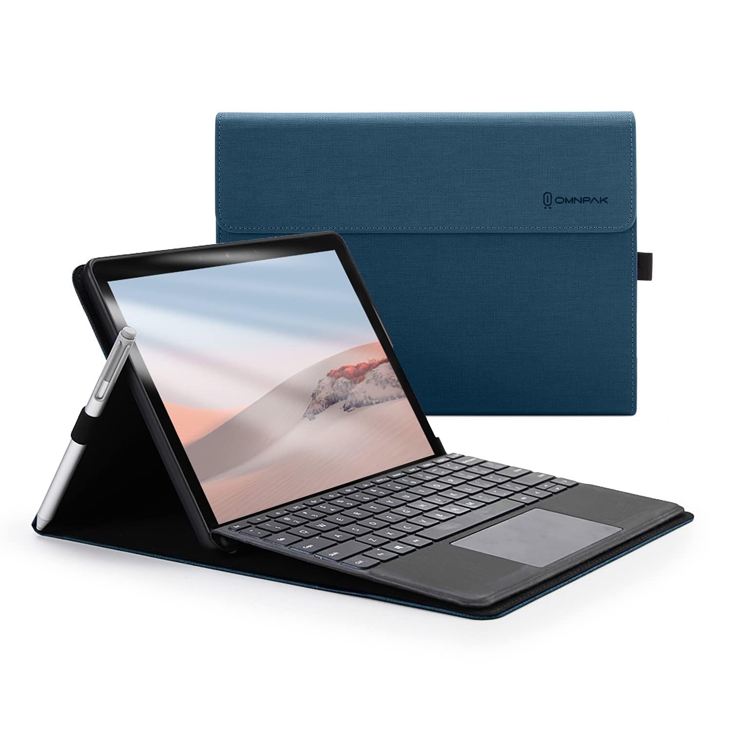 Omnpak 2023年発売のSurface Go4/ 2021年発売のSurface Go3/2020年発売のSurface Go2/Microsoft Surface GOに相応う入れもの 10.5in 境界線の外側内蔵保護すること押しかぶせる 多視角 照明ランプ 軽さ 薄型 書きもの保持者付き添い人 PU かっこ良い カ ケース・カバー-スマートフォン・タブレット