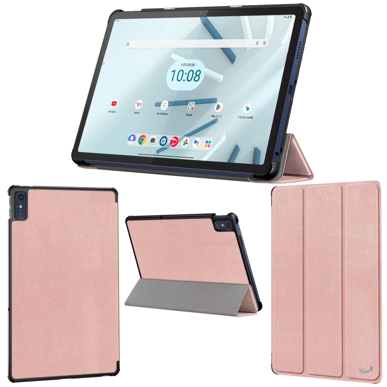 wisers au Lenovo Tab M10a 5G LET02 Lenovo TAB7 専用 タブレットケース (ローズゴールド) 10.6インチ 対応 (保護フィルム 付き/スリムタイプ) タブレットカバー 2023 新型