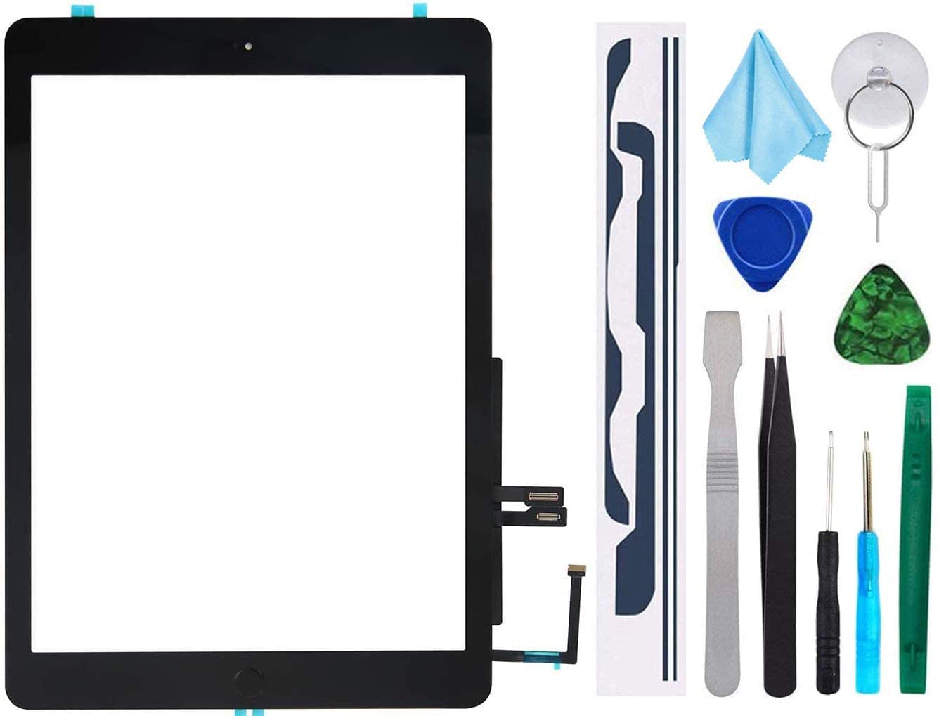 TPhaelay 黒いこと タッチスクリーン 取り替えっこ品Ipad 6 第6時人 デジタイザイー 2018(A1893 A1954) 9.7in + プリインストール貼りつける剤（老人ホーム名取り草付き添い人）