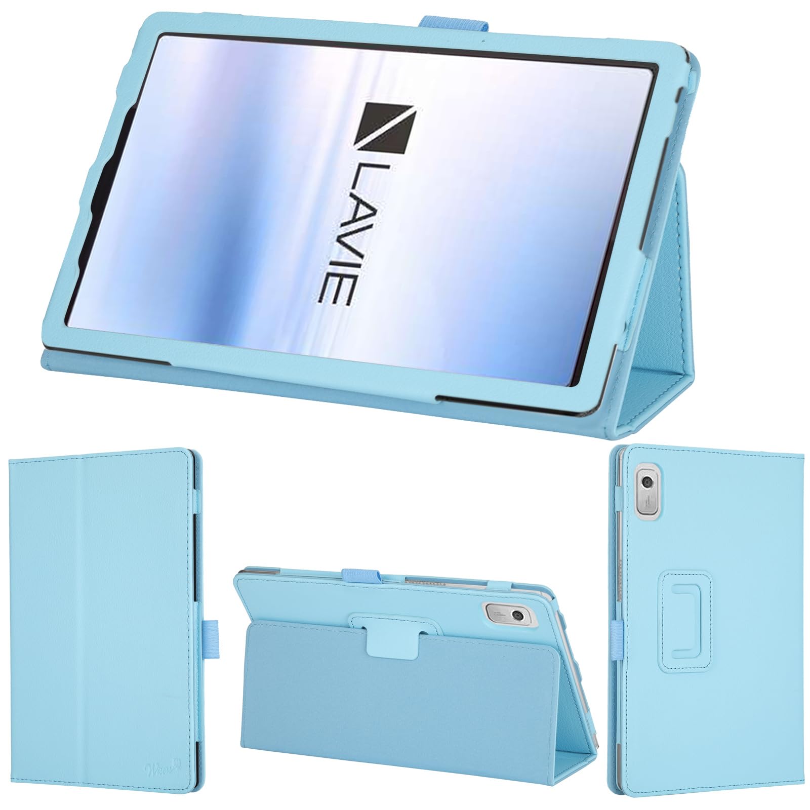 wisers NEC LAVIE Tab T9 PC-T0975GAS専用タブレットケース (スカイブルー) 9.0インチ 対応 (タッチペン/保護フィルム 付き/スタンドタイプ) タブレットカバー 2023 新型