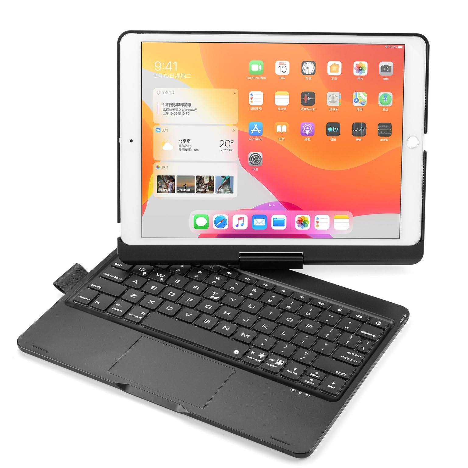 360&deg;回転 iPad 第9/8/7世代 10.2インチ キーボードケース 180&deg;折りたたみ式 iPad Air 3/Pro10.5 キー ボード付きケース スマート 一体式 タッチパッド付き 7色バックライトキーボード Pencil収納 人気，｜WES STORE