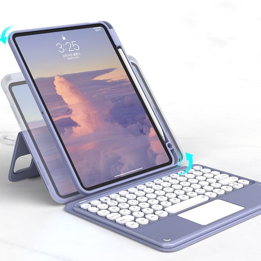 磁気吸着 iPad 第6世代 第5世代 Air Air2 Pro 9.7 キーボード ケース 縦置き タッチパッド搭載 丸型キー 背面カバー 取り外し可能 Apple Pencil 収納 iPad 6 5 9.7インチ 分離式 キーボード付き マグネット|WES STORE
