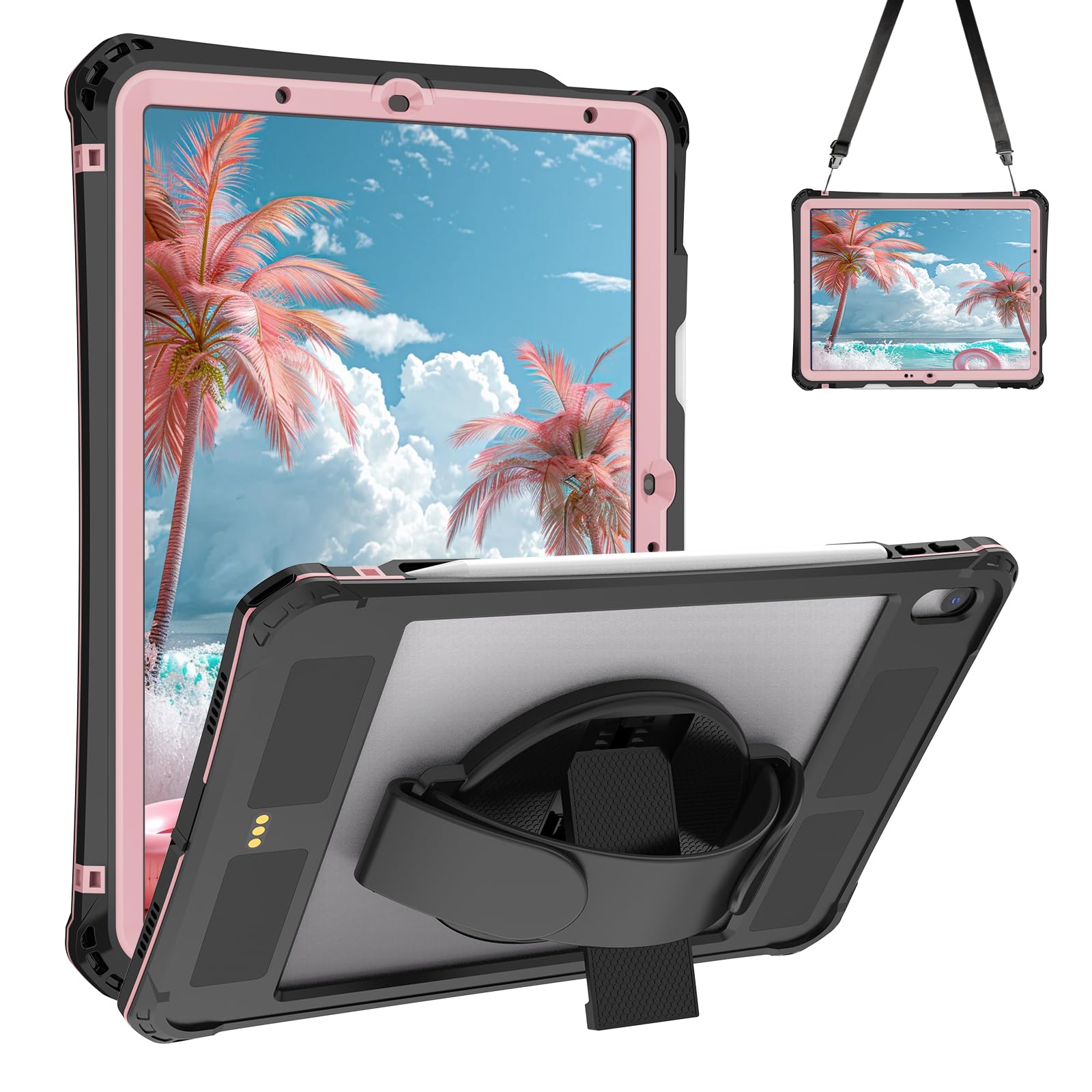 iPad Air11in雨合羽容れもの2024/2025ひな形 (M2/M3 第6時人) iPad air11雨合羽取りまかなう2024 iPad Air 第6/5/4時人 雨合羽容れもの(2024/2022/2020) IP68雨合羽標準尺度 軽さ 薄型 耐衝撃 水場 全面保護すること 照明ランプ ハンドストラッ