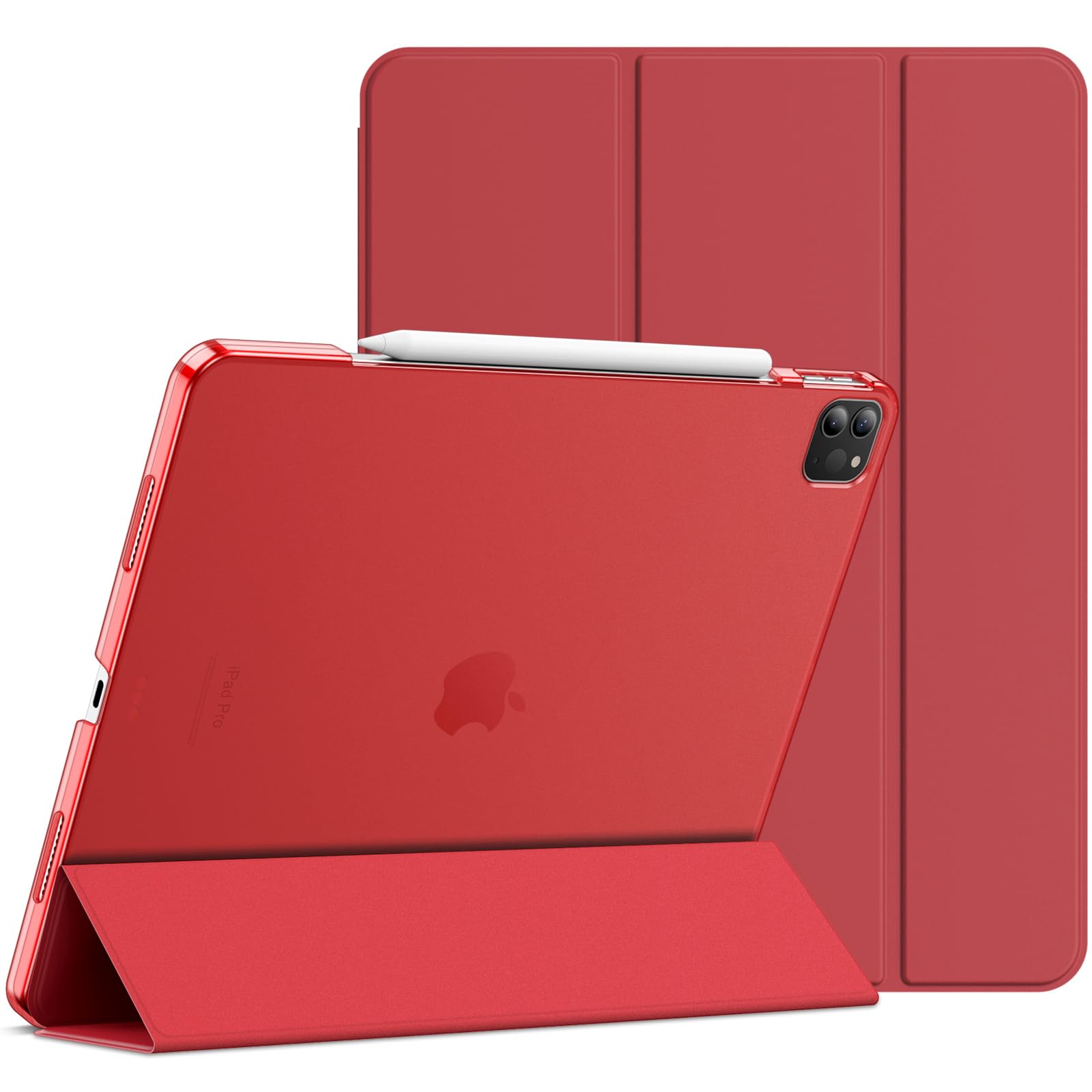 JETech iPadPro12.9インチ 第6/5世代、2022/2021モデル専用iPad Pro 12.9保護ケース Pencilワイヤレス充電対応 オートスリープ/ウェイクアップ機能付き スマートカバー (レッド)