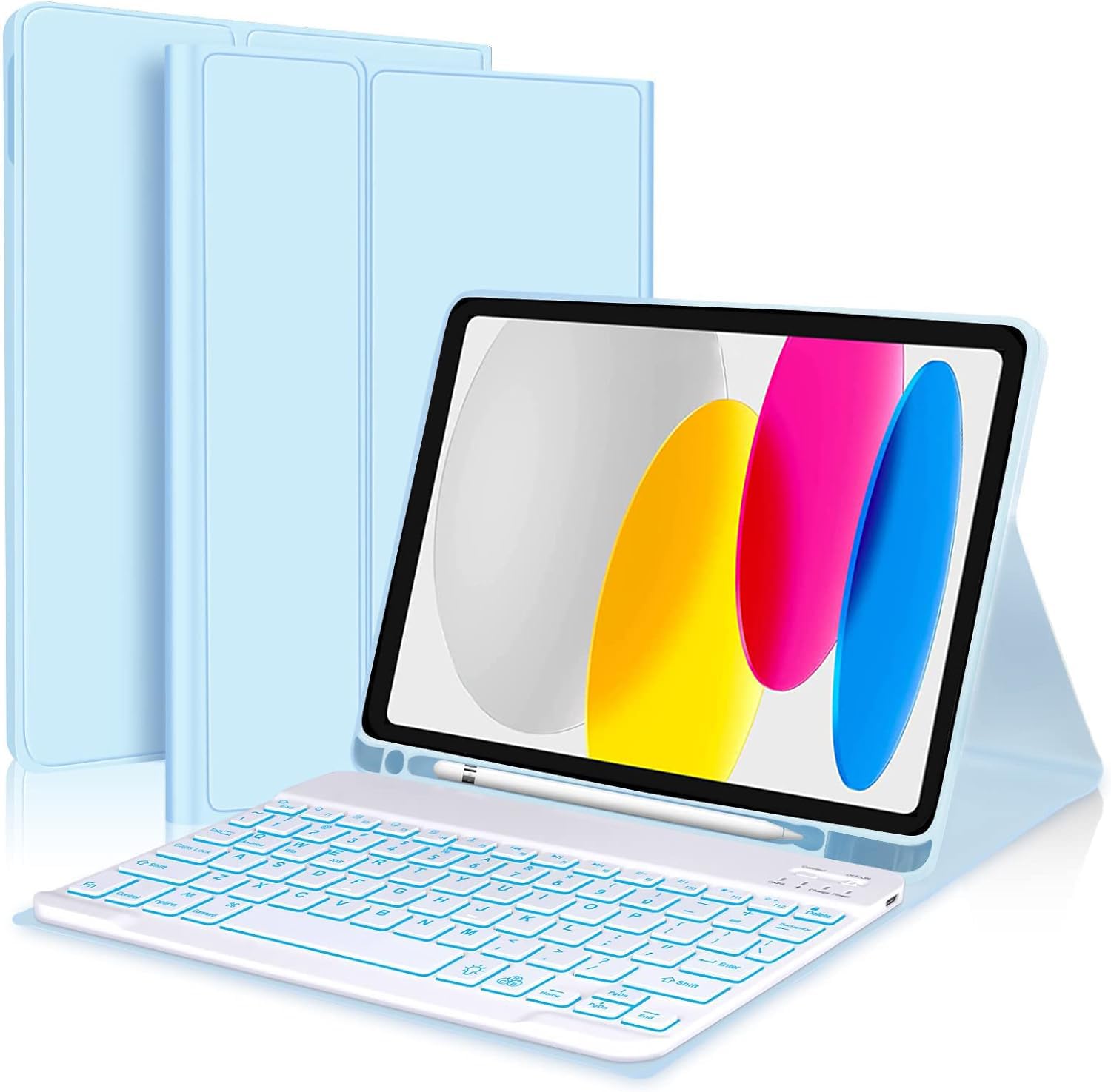 [2025年最新型] 7色バックライト iPad 11 インチA16 2025 キーボード iPad 第10世代 キーボードケース 2022 10.9インチBluetoothキーボード キー ボードカバー 脱着式 手帳型 オートスリープ スタンド機能｜WES STORE