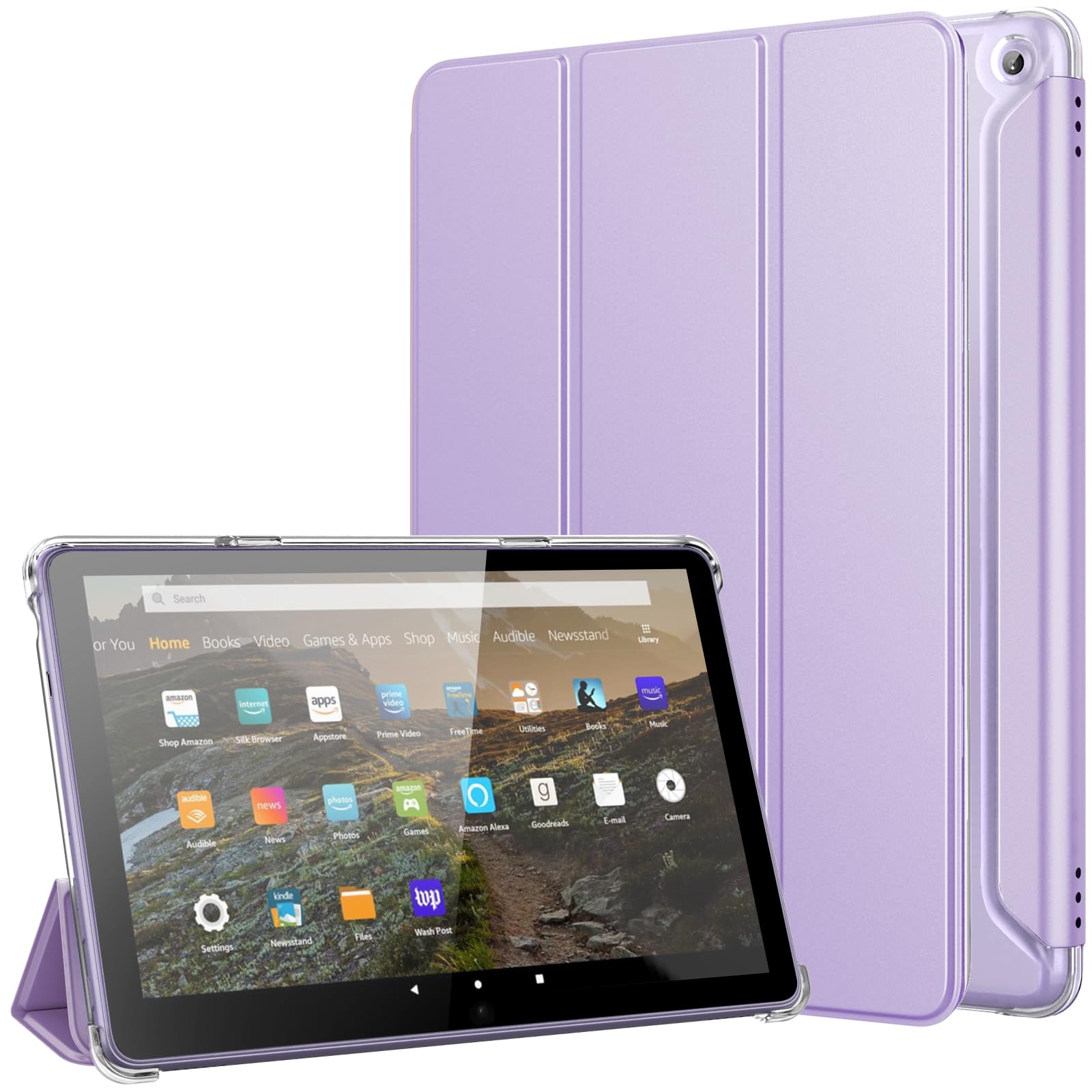 Fire HD 10 ケース 第13世代 TiMOVO Fire HD 10 2023専用ケース Fire HD 10 カバー 第13世代 2023モデル 三つ折り畳み式 PUレザー PC素材 スタンドケース マグネット内蔵 オートスリープ機能付き 耐衝撃 傷つ
