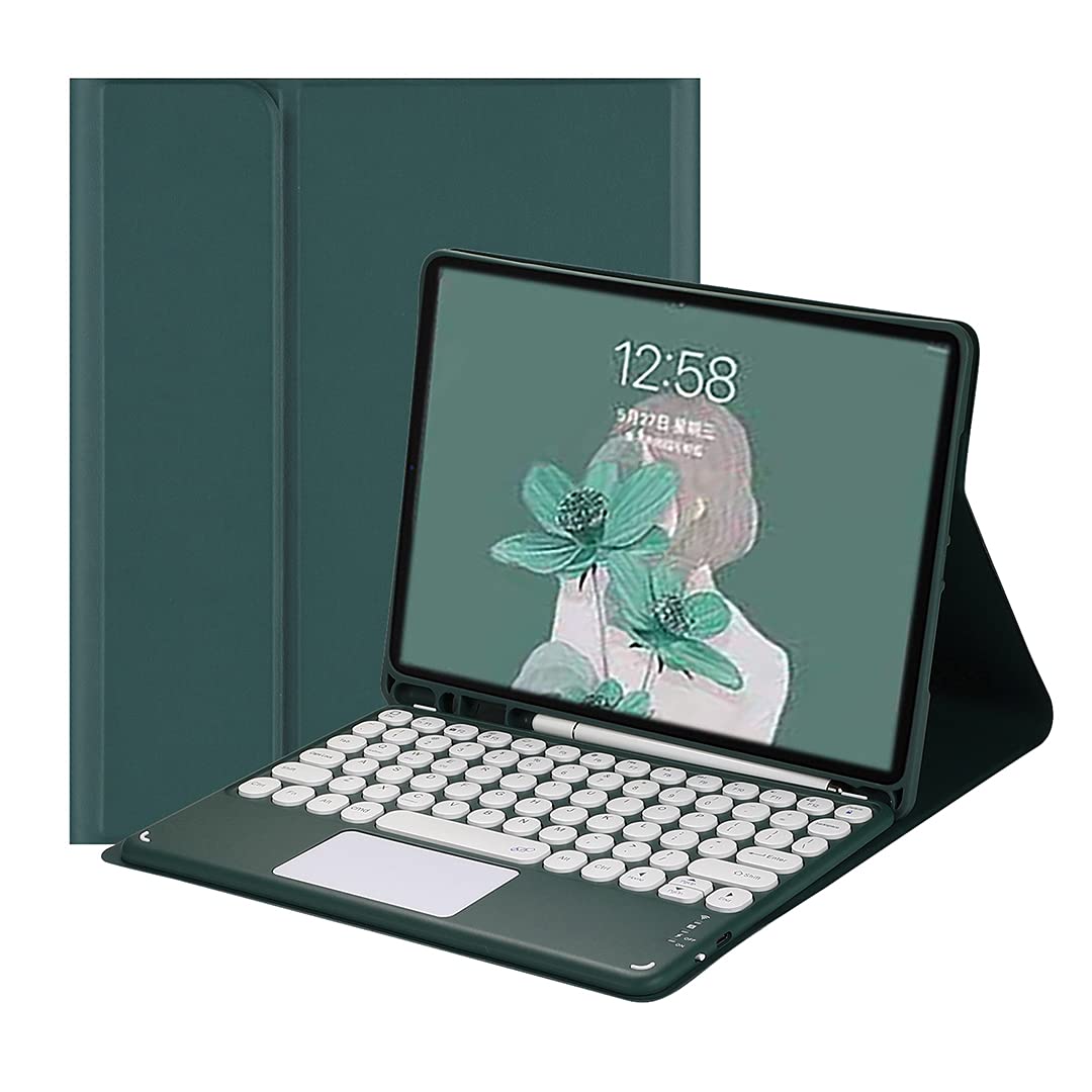 iPad Air 13インチ (M2) (M3)キーボードケース iPad Pro12.9 第3/4/5/6世代兼用bluetoothキーボード付きケース タッチパッド搭載 丸型キー apple pencil収納 分離式 全面保護 濃い緑 9,016円