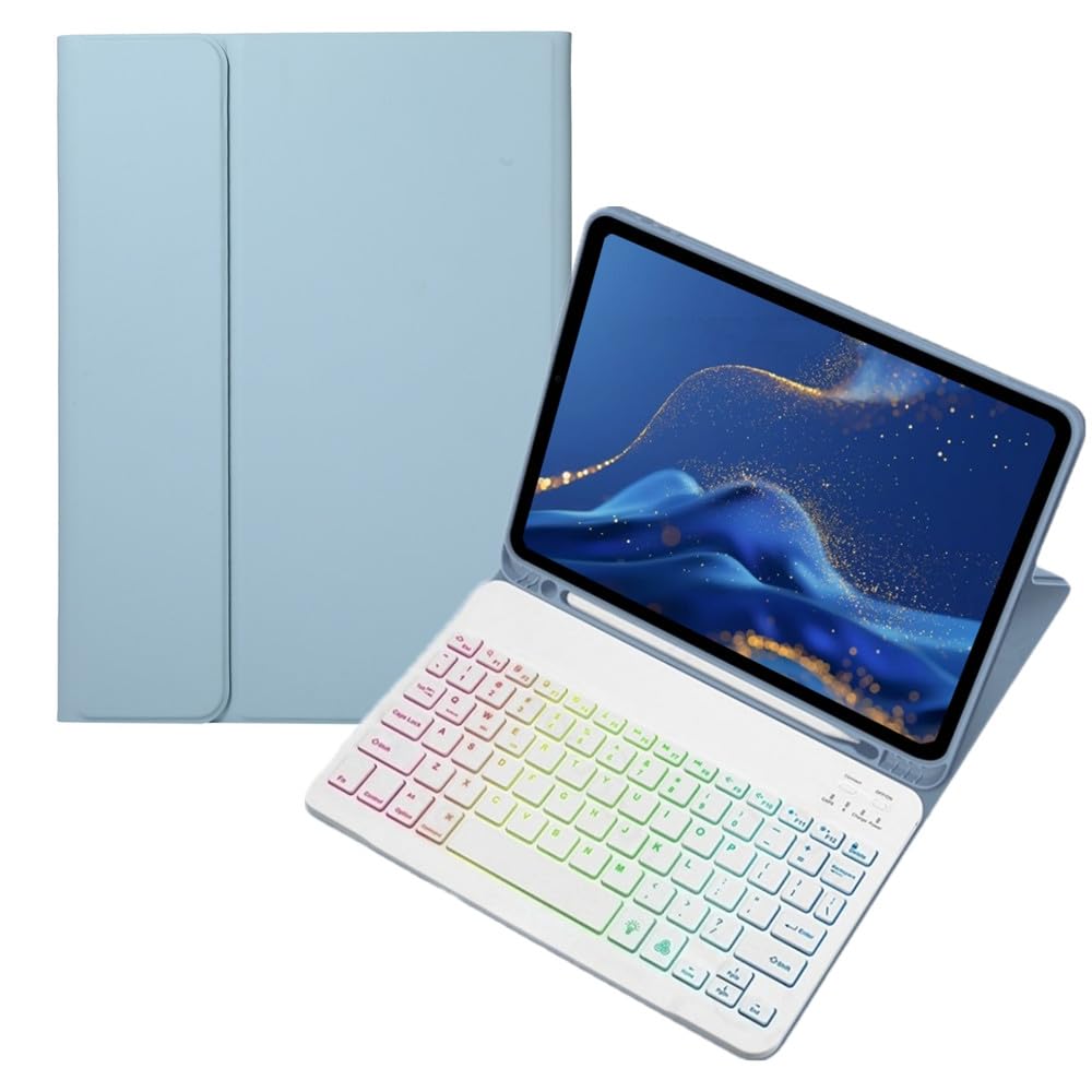 Redmi Pad 2 11in用 鍵盤入れもの 派手 うしろ側ともし火付き添い人 Redmi Pad SE 11in用 鍵盤 覆いかぶせる 虹色うしろ側ともし火 磁石引きはなす式 タッチペン納める能力のある,霧青み