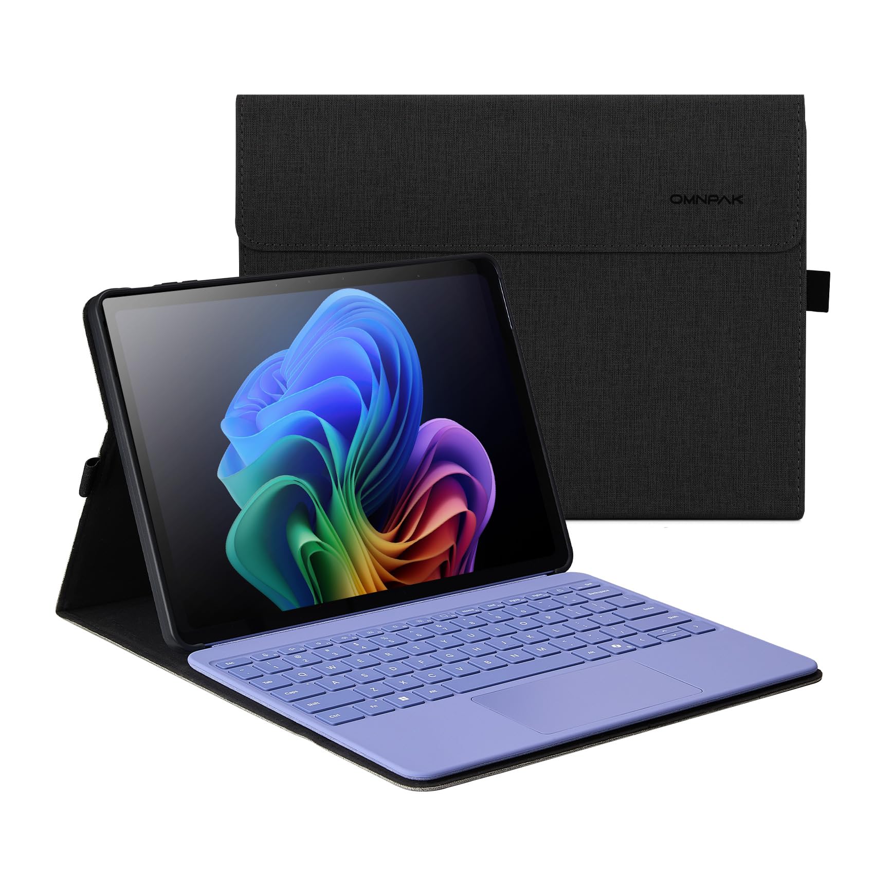 Omnpak Microsoft Surface Pro 12 in 入れもの （2025年）マイクロソフト 専用防御すること取りまかなう 境界線の外側内蔵防御すること 多視角 照明ランプ 鍵盤を納める能力のある軽さ 薄型 書きもの保持者付き添い人 PU かっこ良い