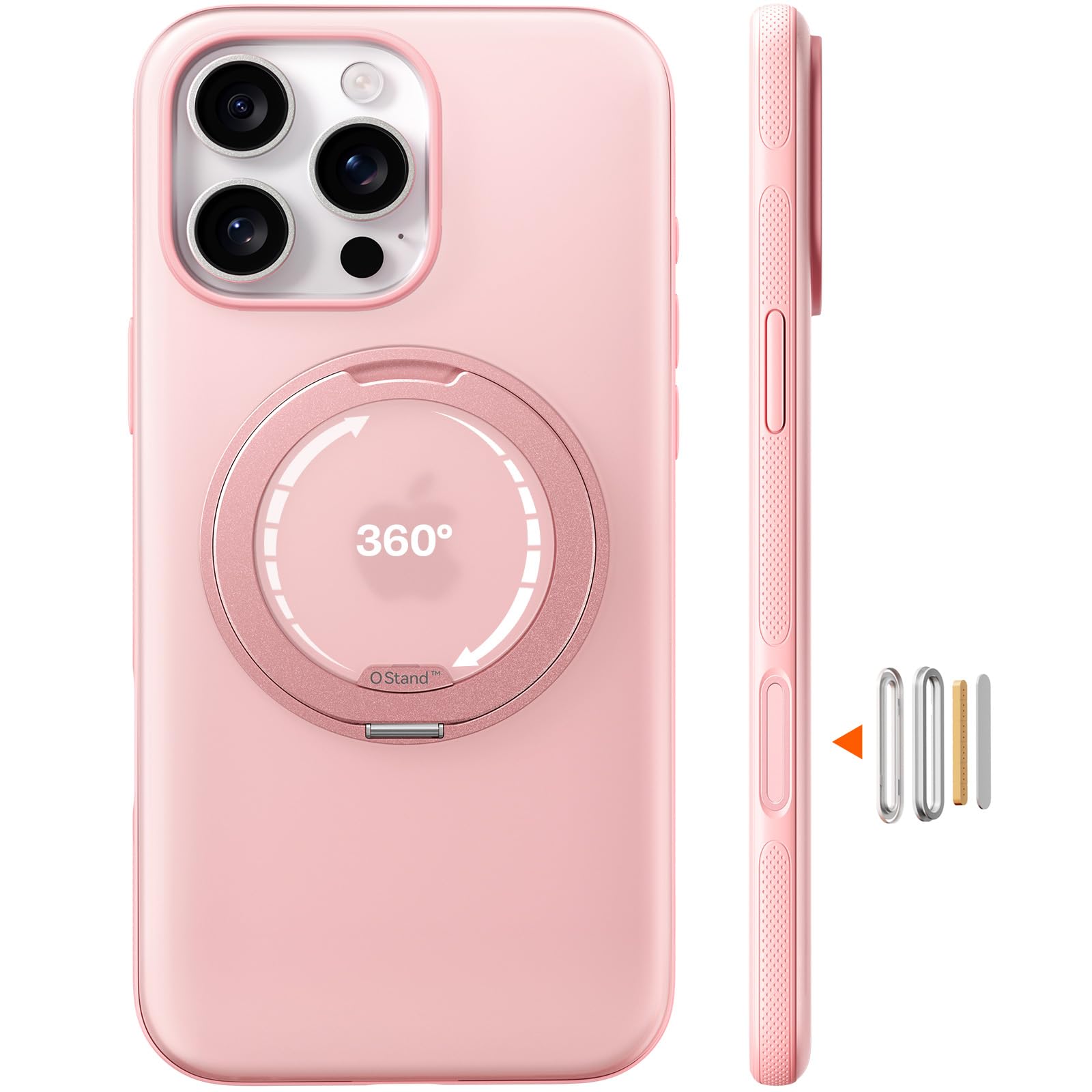 TORRAS iPhone 16 Pro 用 ケース カメラコントロールボタン付き【初夏トキメキタイム・多機能360度回転スタンド】縦横両対応 マグネット搭載 MagSafe対応 耐衝撃 リング 指紋防止 黄変防止 マグセ