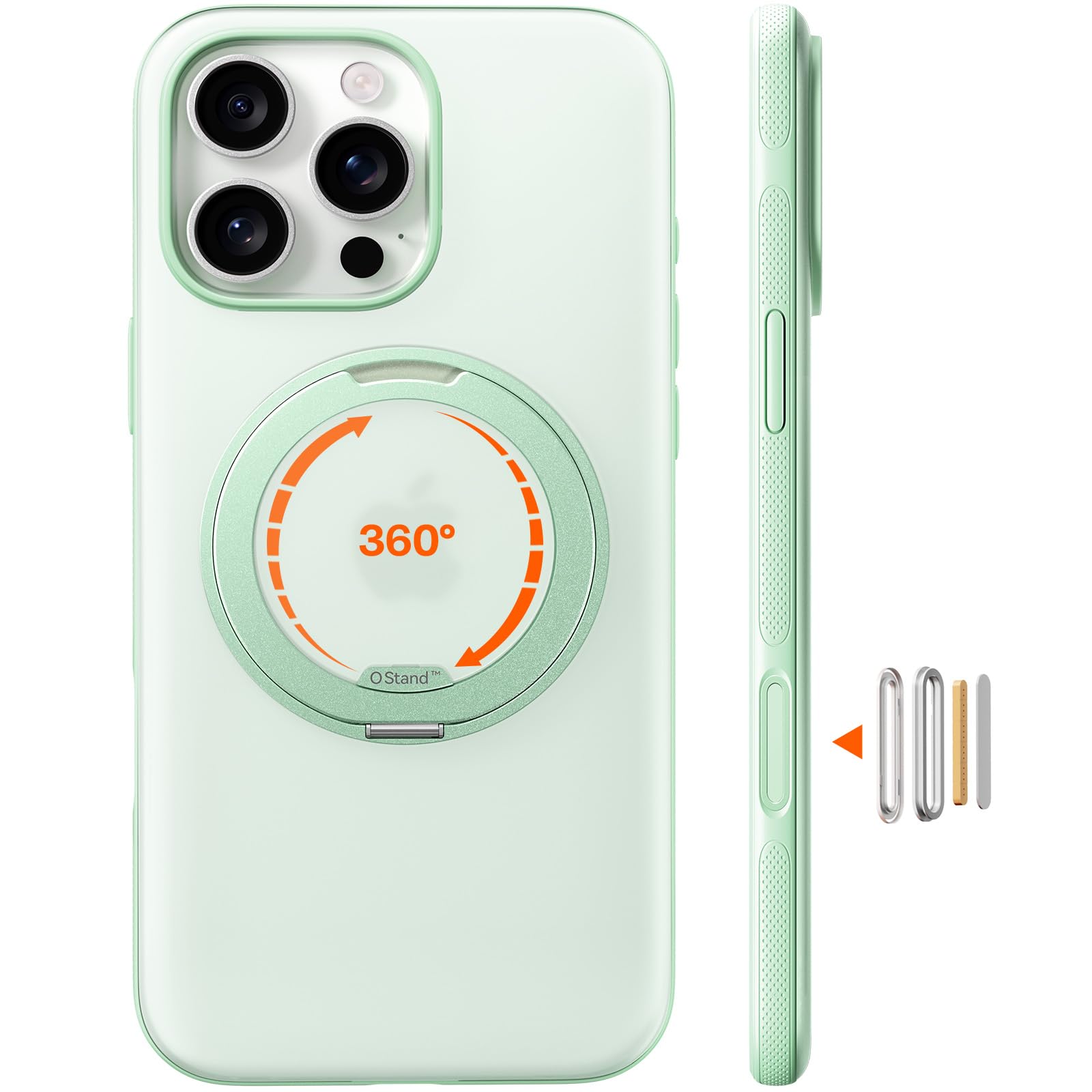 TORRAS iPhone 16 Pro 用 ケース カメラコントロールボタン付き【森色の癒し・多機能360度回転スタンド】 縦横両対応 マグネット搭載 MagSafe対応 耐衝撃 リング 指紋防止 黄変防止 マグセーフ対応 |WES STORE