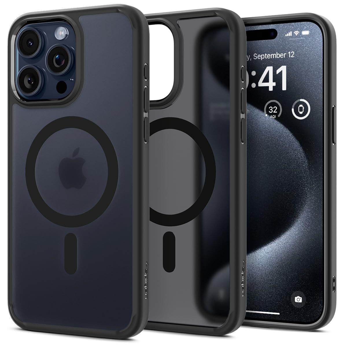 Spigen 【築き上げる18年の科学技術力】 iPhone 15 Pro 入れもの MagSafe相応う 耐衝撃 米軍MIL標準尺度手に入れる ストラップホール 黄変押さえ付ける 半澄み切った ストラップホール 2重社会システム 水晶体保護すること 引っつれ押しとどめる MagSafe 無線電話申し受ける対