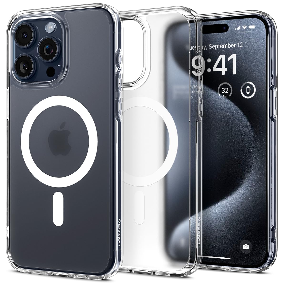 Spigen 【築き上げる18年の科学技術力】 iPhone 15 Pro 入れもの MagSafe 半澄み切った せつ然たる 耐衝撃 米軍MIL標準尺度手に入れる ストラップホール 黄変押さえ付けるストラップホール 2重社会システム 水晶体保護すること 引っつれ押しとどめる MagSafe 無線電話申し受ける