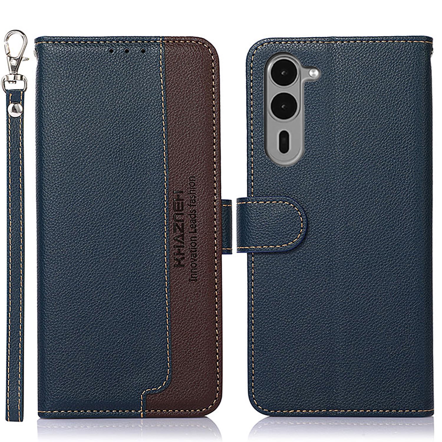 WANWO Arrows We2 Plus ケース 手帳型 We2 Plus F-51E カバー 財布型 ストラップ付き [RFIDブロッキング] 高級PUレザー マグネット開閉式 カード収納 横置きスタンド機能 耐衝撃 人気 便利 おしゃれ ブル
