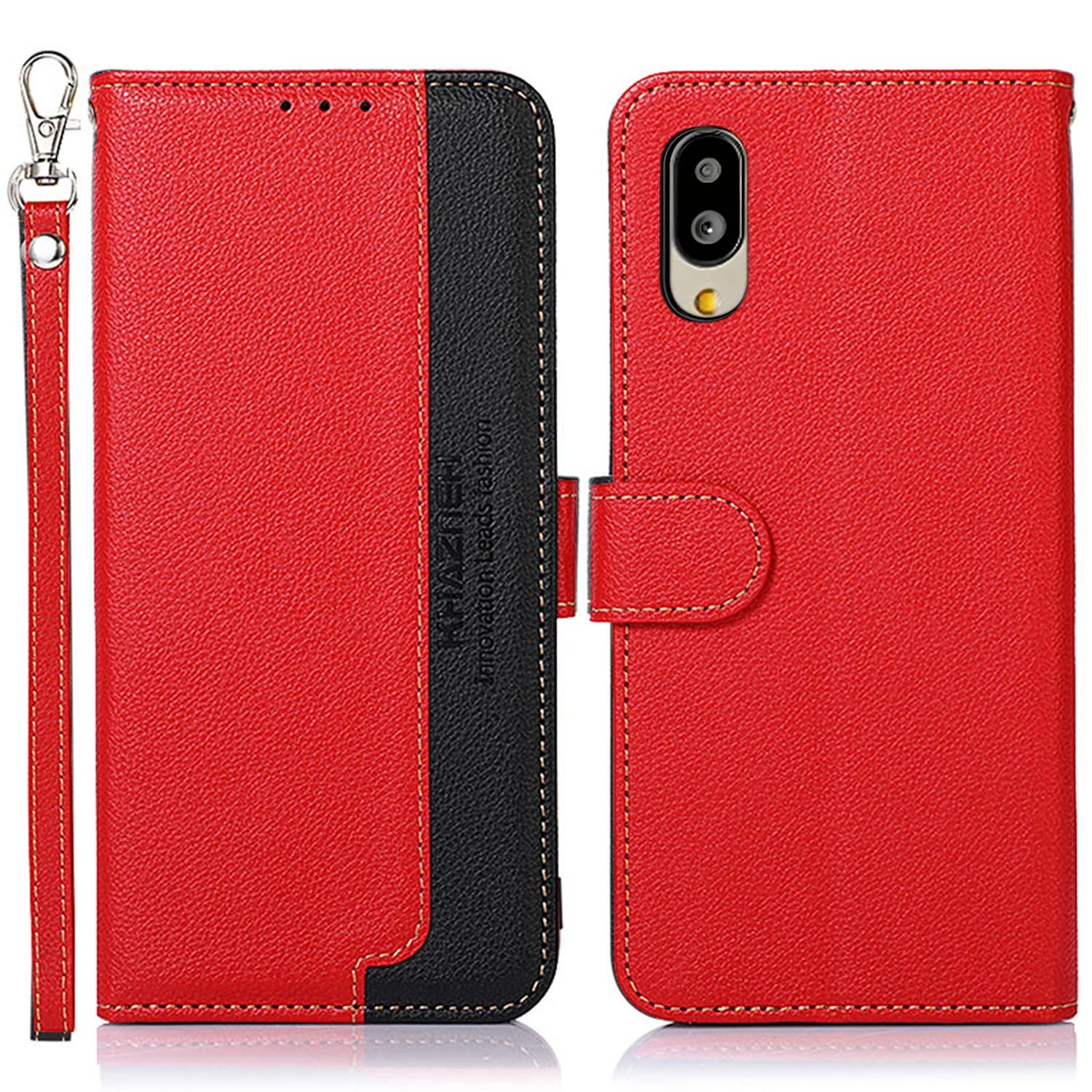 WANWO シンプルスマホ7 A404SH BASIO active2 SHG12 ケース 手帳型 BASIO active SHG09 カバー Simple Sumaho 6 A201SH カバー 財布型 ストラップ付き [RFIDブロッキング] 高級PUレザー マグネット開閉式 カード収納