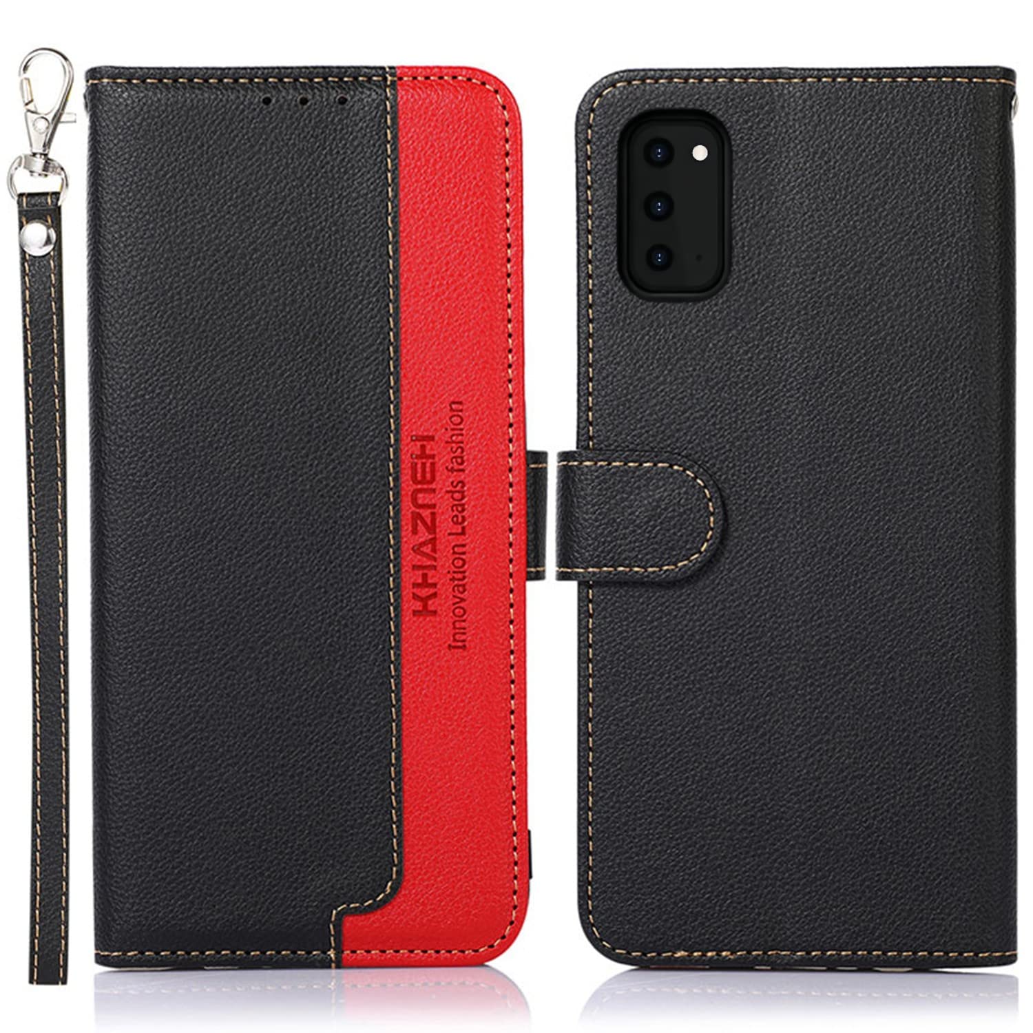 WANWO Galaxy S20 5G ケース 手帳型 SCG01 SC-51A カバー 財布型 ストラップ付き [RFIDブロッキング] 高級PUレザー マグネット開閉式 カード収納 横置きスタンド機能 耐衝撃 人気 便利 おしゃれ ブラッ