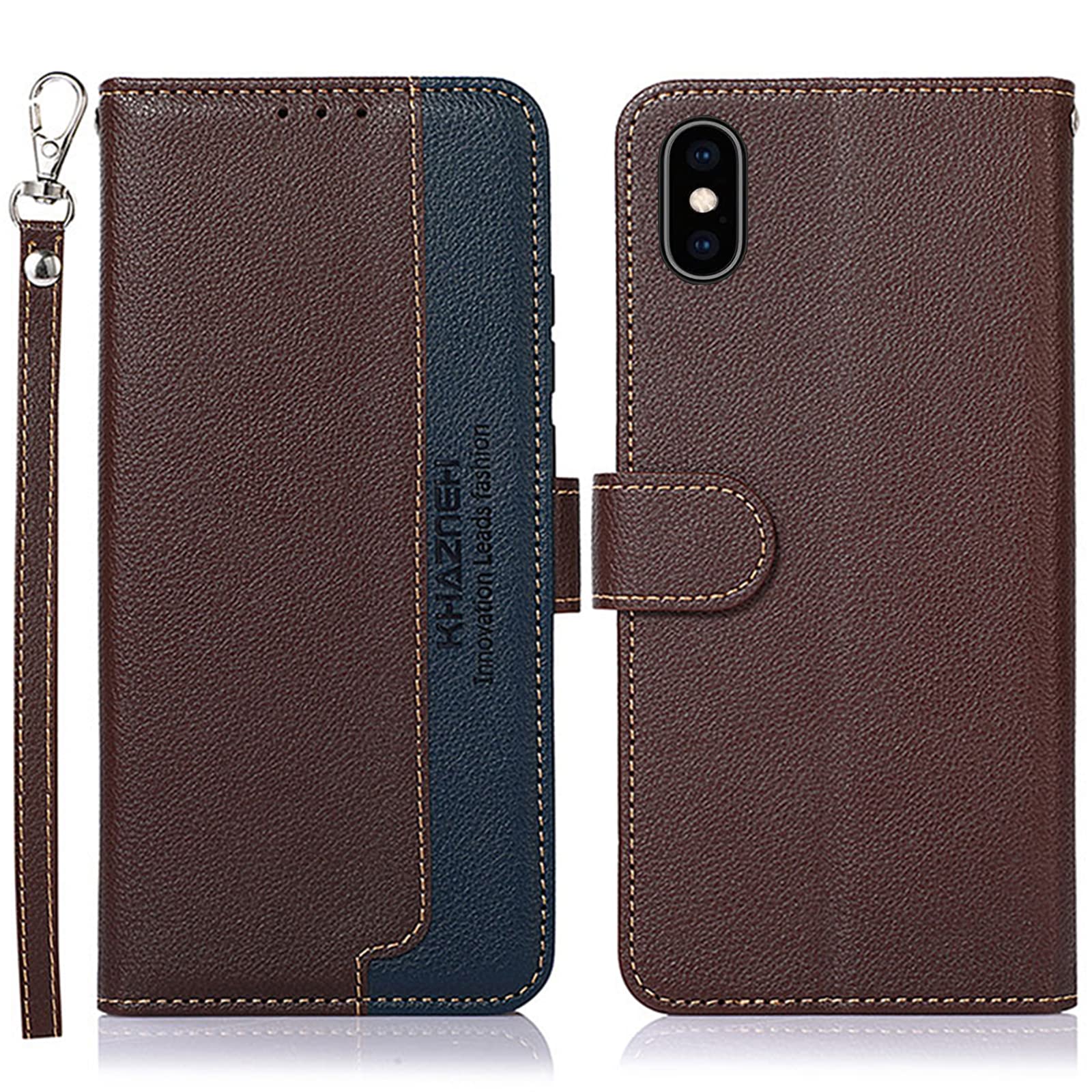 WANWO For iPhone X/XS ケース 手帳型 アイフォン X/XS カバー 財布型 ストラップ付き [RFIDブロッキング] 高級PUレザー マグネット開閉式 カード収納 横置きスタンド機能 耐衝撃 人気 便利 おしゃれ