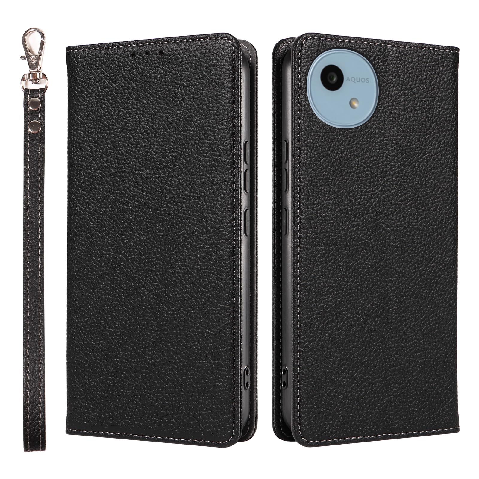 AQUOS wish4用 ケース 手帳型 カード収納 シャープ アクオス ウッシュ4用 マホケース 上質レザー 横置きスタンド機能 折りたたみ Sharp SH-52E用 ケース スタンド付き A402SH用 手帳型ケース 内蔵マ