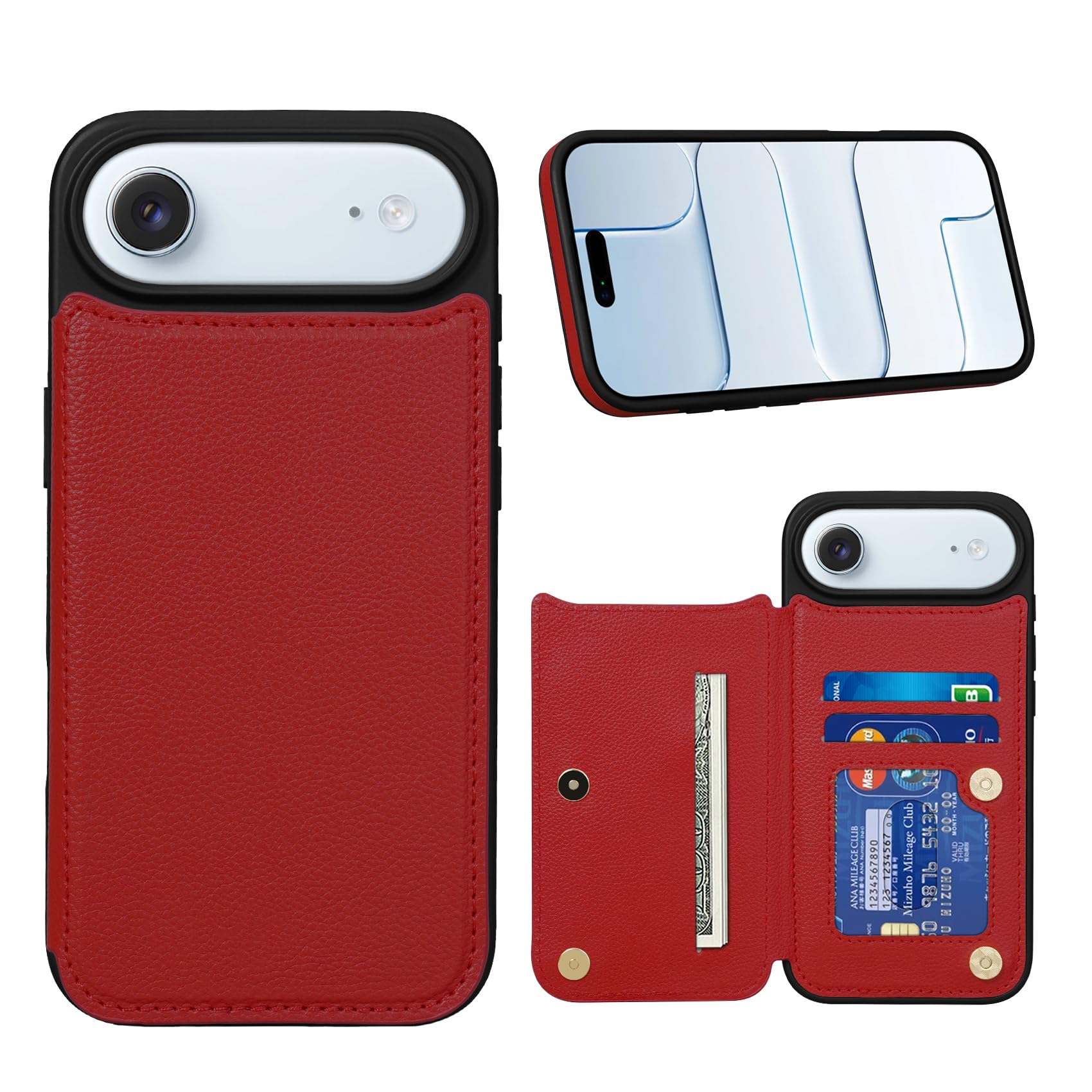 Shlybaay iPhone Air 用 ケース 背面 手帳型 カード RFIDブロッキング いPhone Air 対応 背面ケース 手帳型ケース ICカード収納 アイフォン エアー 用 スマホケース カバー マグネット おしゃれ ファッ