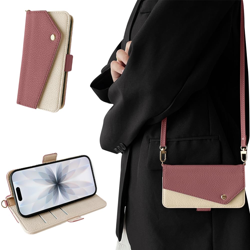 Kahper for iPhone 17 ケース 手帳型 ショルダー いphone17 ケース 手帳型 おしゃれ スマホケース iphone 17 軽量 衝撃吸収 あいふおん17 手帳ケース PUレザー 全面保護 擦り傷防止 防塵 落下防止 携帯カ