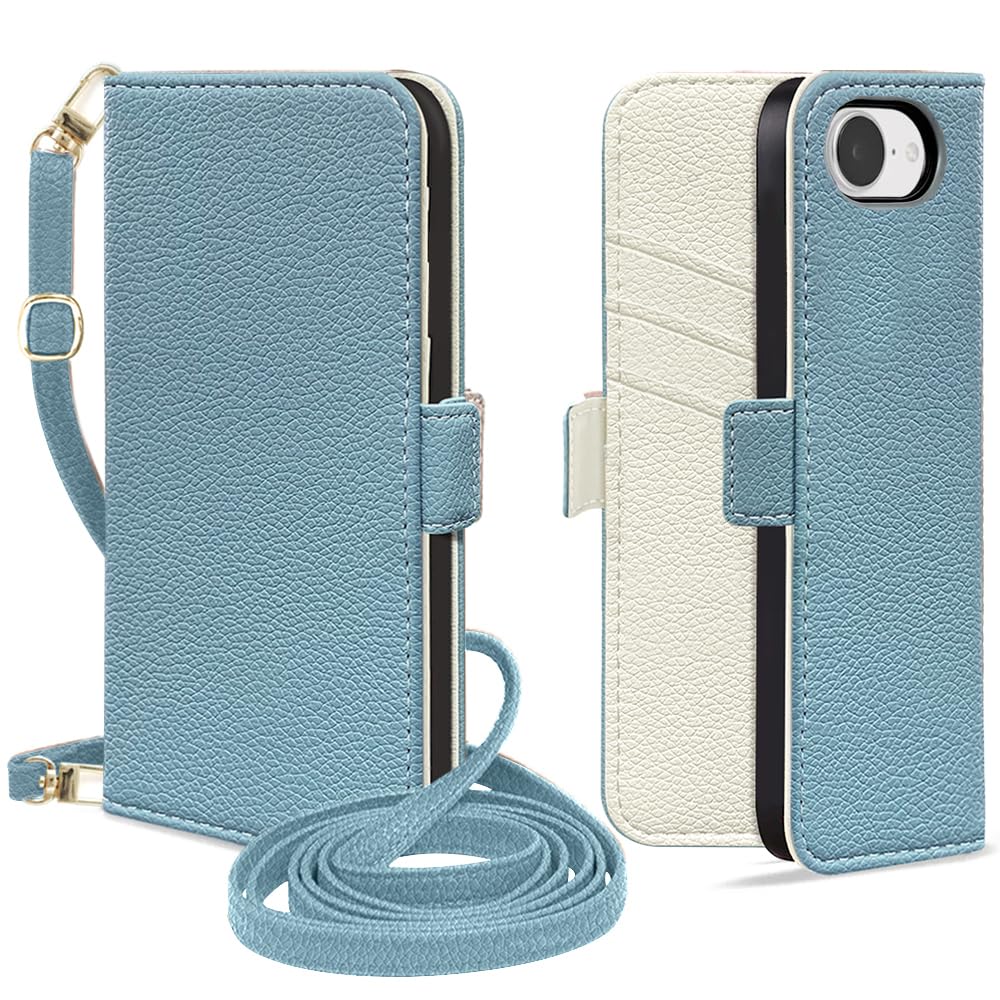 Kahper for iPhone 16e ケース 手帳型 ショルダー 可愛い いphone16e ケース 手帳型 おしゃれ アイフォン16e 財布型 スマホケース iPhone 16e ストラップ付き 軽量 衝撃吸収 上質な手触り PUレザー 全面保