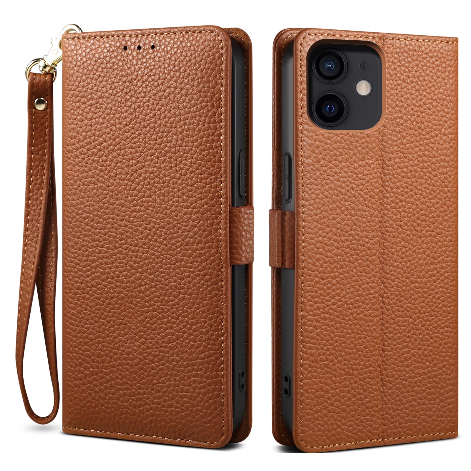 TUHUDOO ケース 手帳型 for iPhone 12 mini 用の ケース 手帳型 本革 牛革 カード収納 サイドマグネット式 横置きスタンド機能付き 上下にストラップホール付き ストラップ付 アイフォン 12 mini ケー 7,745円