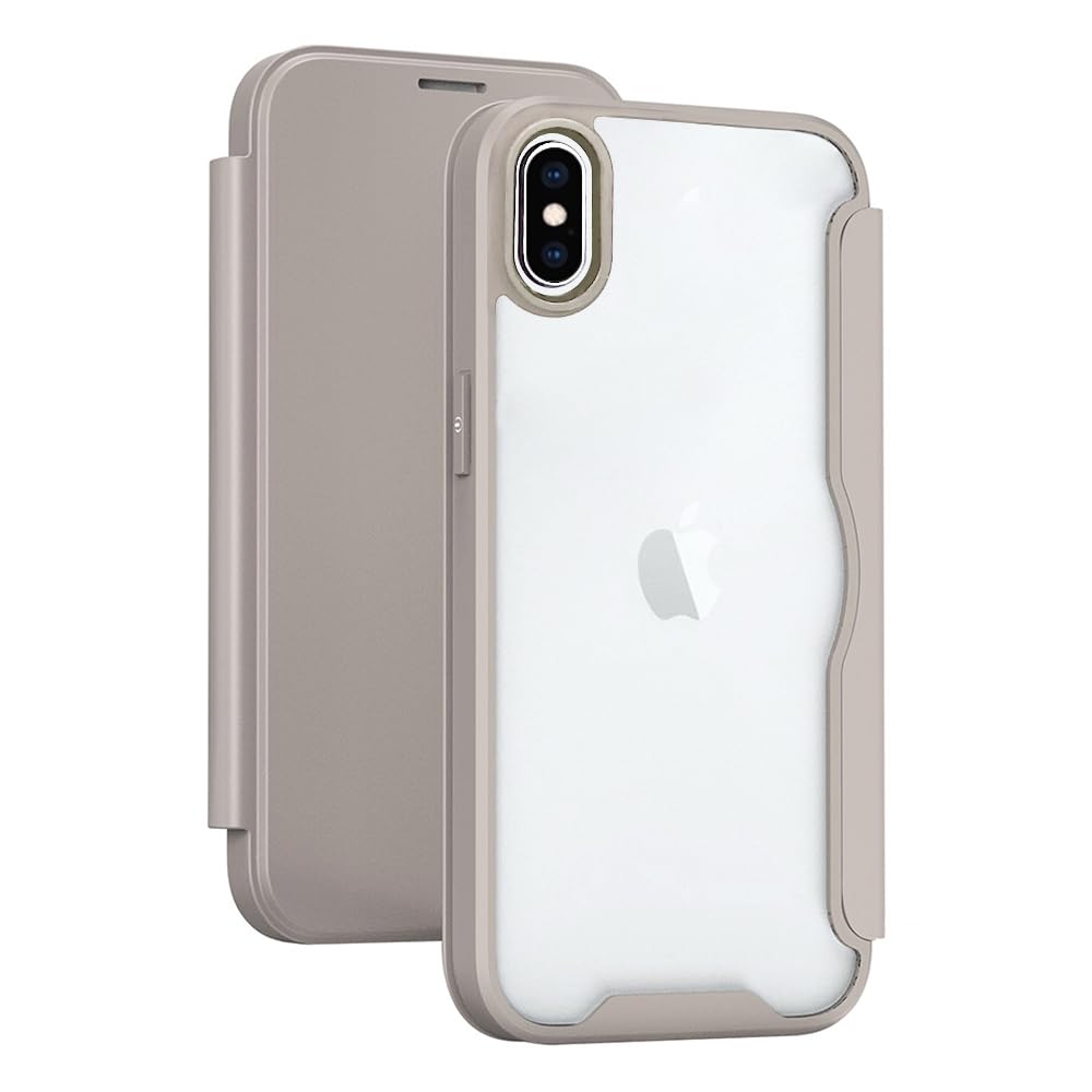 YUYIB スマホケース 対応 iPhone XS MAX ケース 手帳型 背面 クリア 透明 高級なPUレザー+PCパネル+TPUバンパー マグネットが内蔵 衝撃吸収 軽量薄型 ブランド アイフォンXS マック 手帳型 ケース (カ