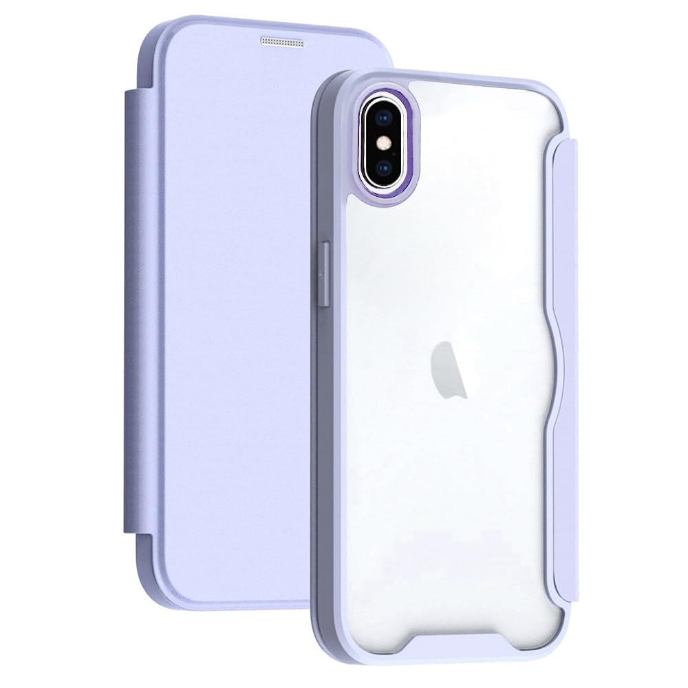 YUYIB スマホケース 対応 iPhone X/iPhone Xs ケース 手帳型 背面 クリア 透明 高級なPUレザー+PCパネル+TPUバンパー マグネットが内蔵 衝撃吸収 軽量薄型 ブランド 対応 アイフォン Xs 手帳型 ケース ( 4,651円