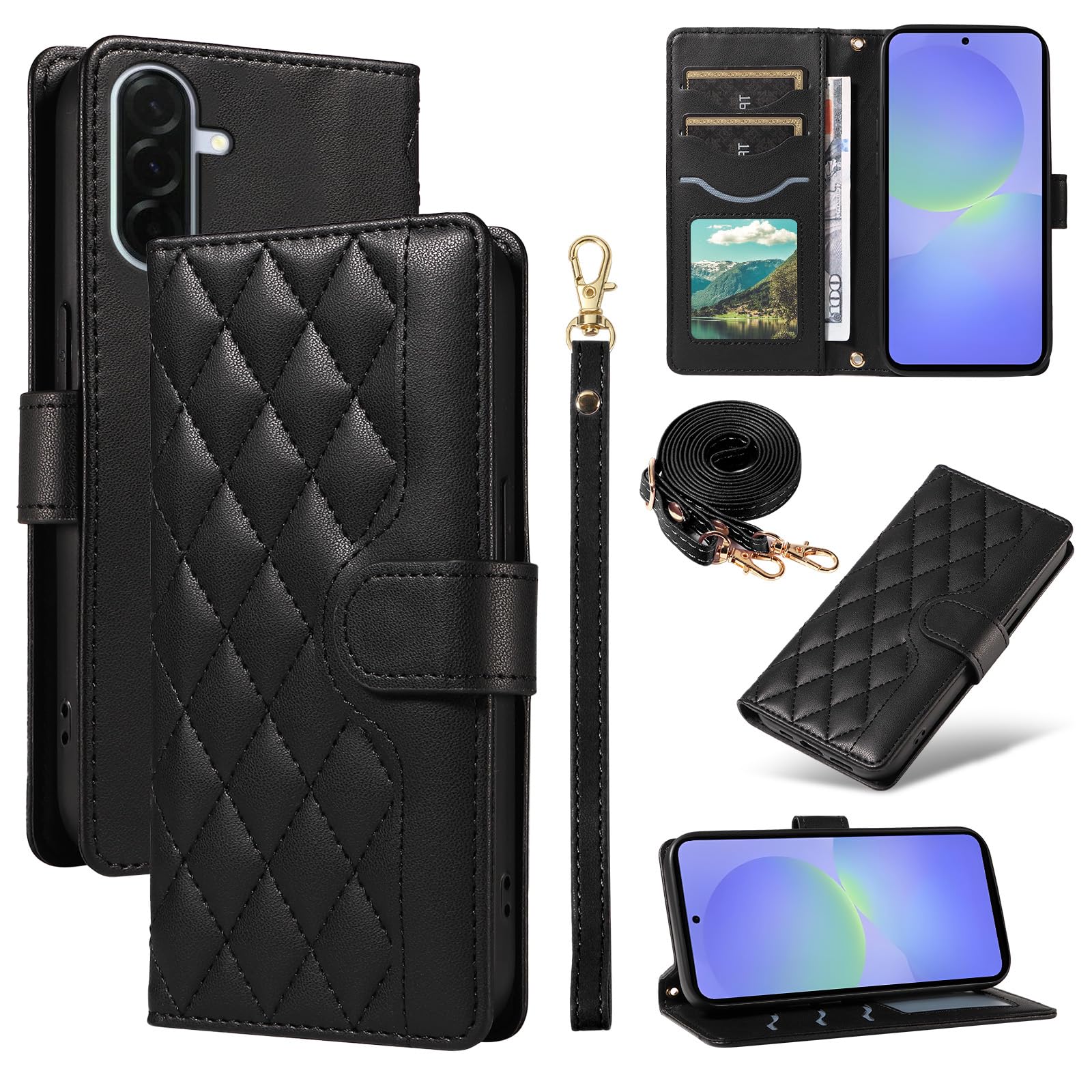 Yuotky for Galaxy A36 5G ケース 手帳型 ギャラクシーa36 ケース ショルダー 対応 SC-54F スマホケース 肩掛け galaxya36カバー 財布型 ぎゃらくしーa36 カバー カード収納 横置き機能 耐衝撃 携帯カバー