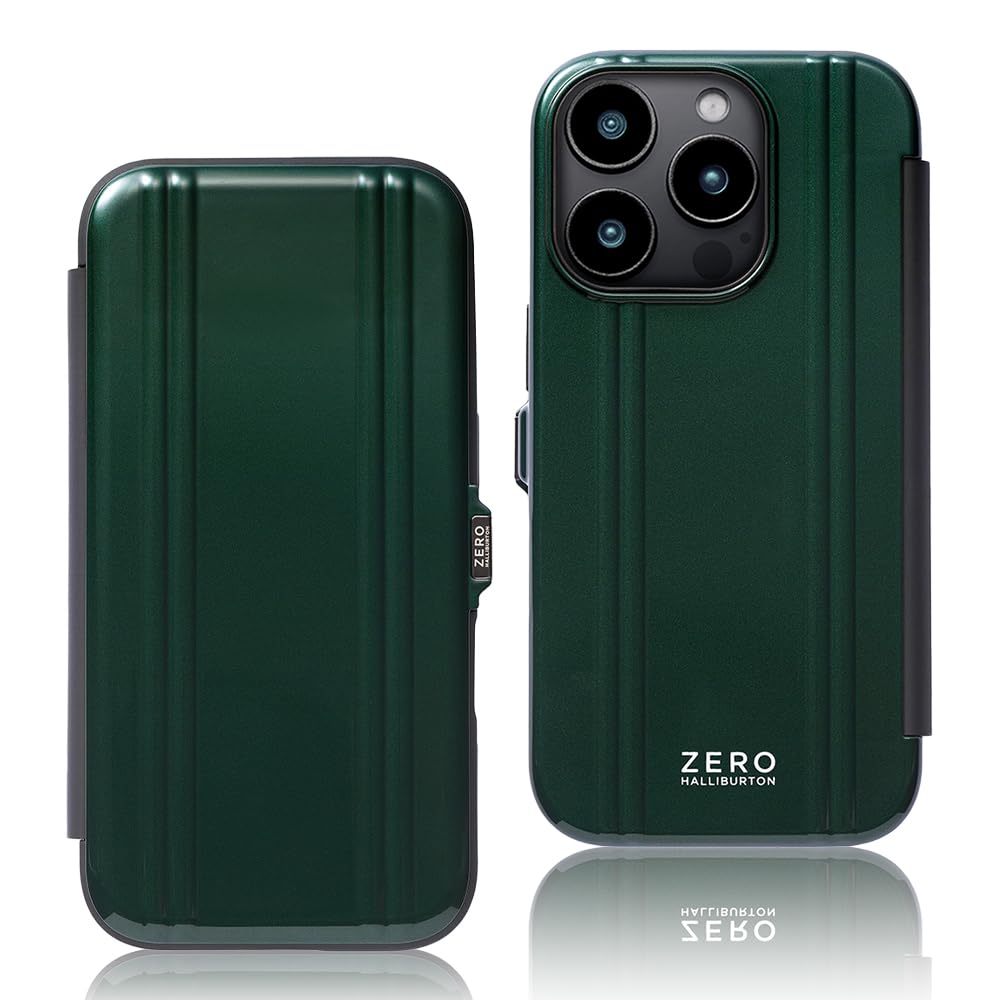 [ ゼロハリバートン ] iPhone 16Pro ケース 耐衝撃 米軍MIL規格/ワイヤレス充電 MagSafe 対応 全面保護 フルカバー/アイフォン 16 Pro - UNiCASE - ZERO HALLIBURTON (グリーン/手帳型)