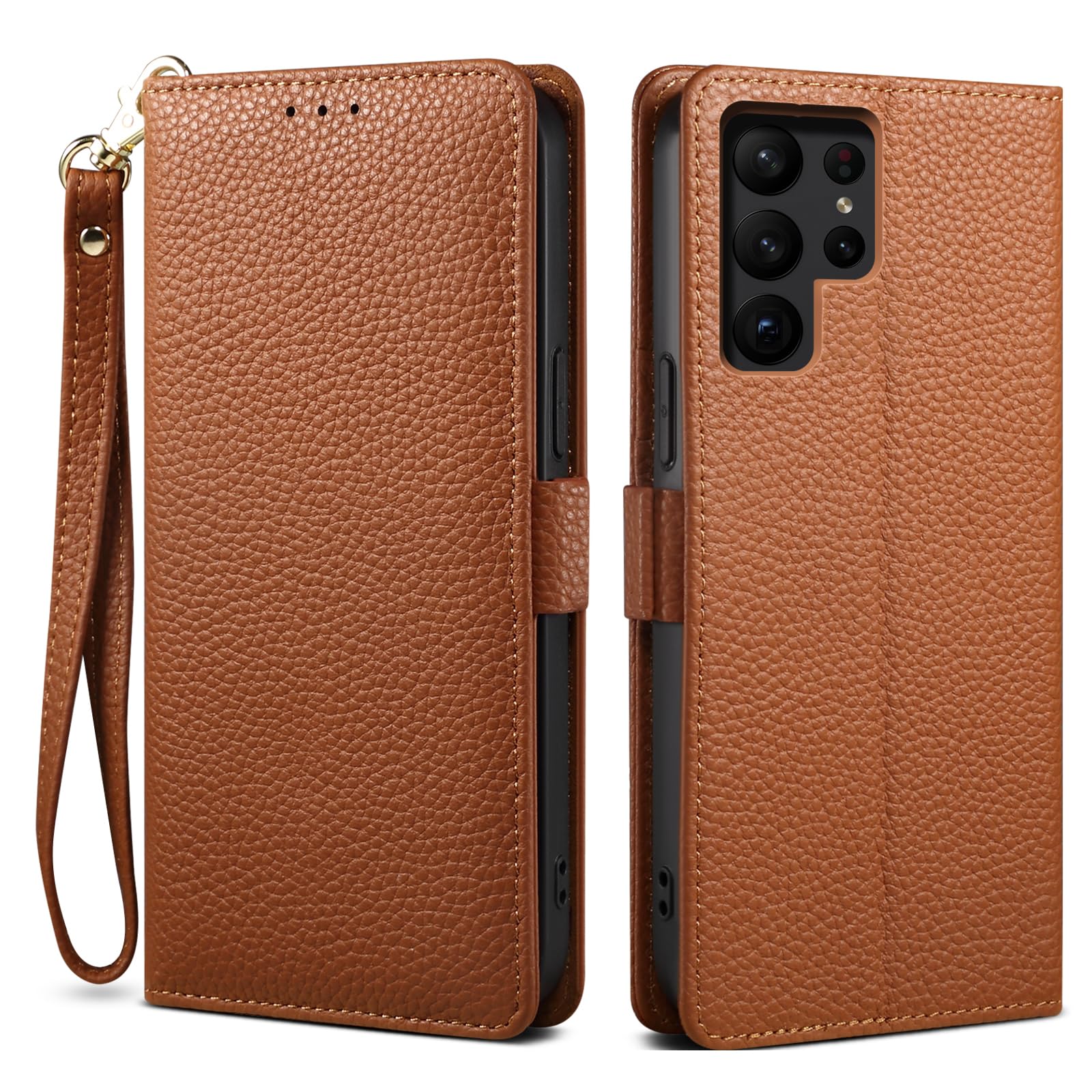【2024 新登場! 高級シュリンクカーフレザー】Galaxy S24 Ultra ケース 手帳型 本革 牛革 カード収納 サイドマグネット式 横置きスタンド機能付き 上下にストラップホール付き ストラップ付 ギャ 7,949円