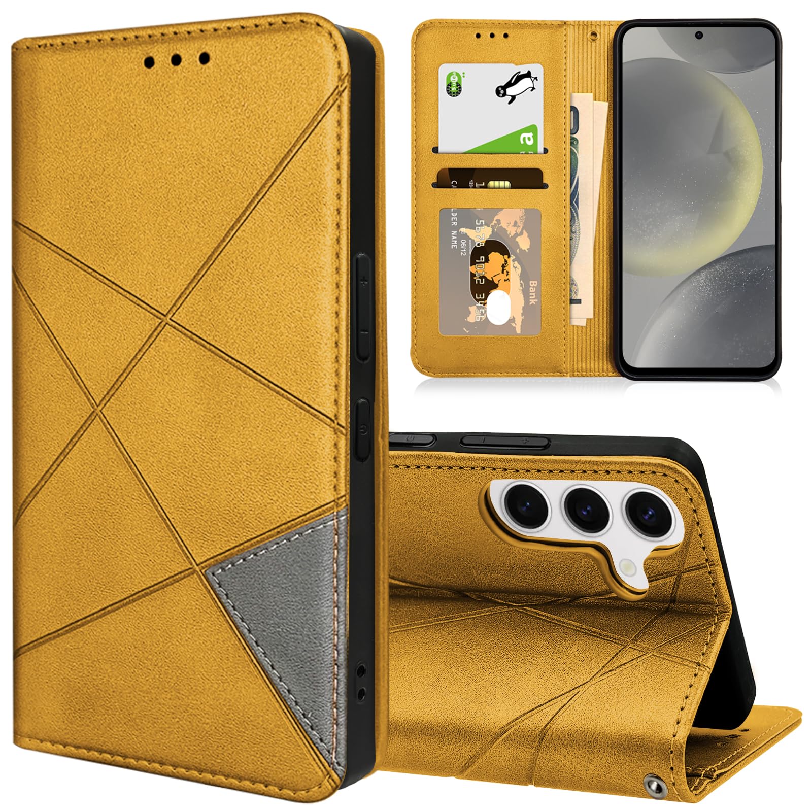 Samsung Galaxy S24 ケース 手帳型 SC-51E SCG25 カード収納 財布型 カバー ギャラクシーS24 耐衝撃 キックスタンド機能 スマホケース PU合皮 TPU素材 携帯カバー 薄型 軽量 ストラップホール付 ブラウ