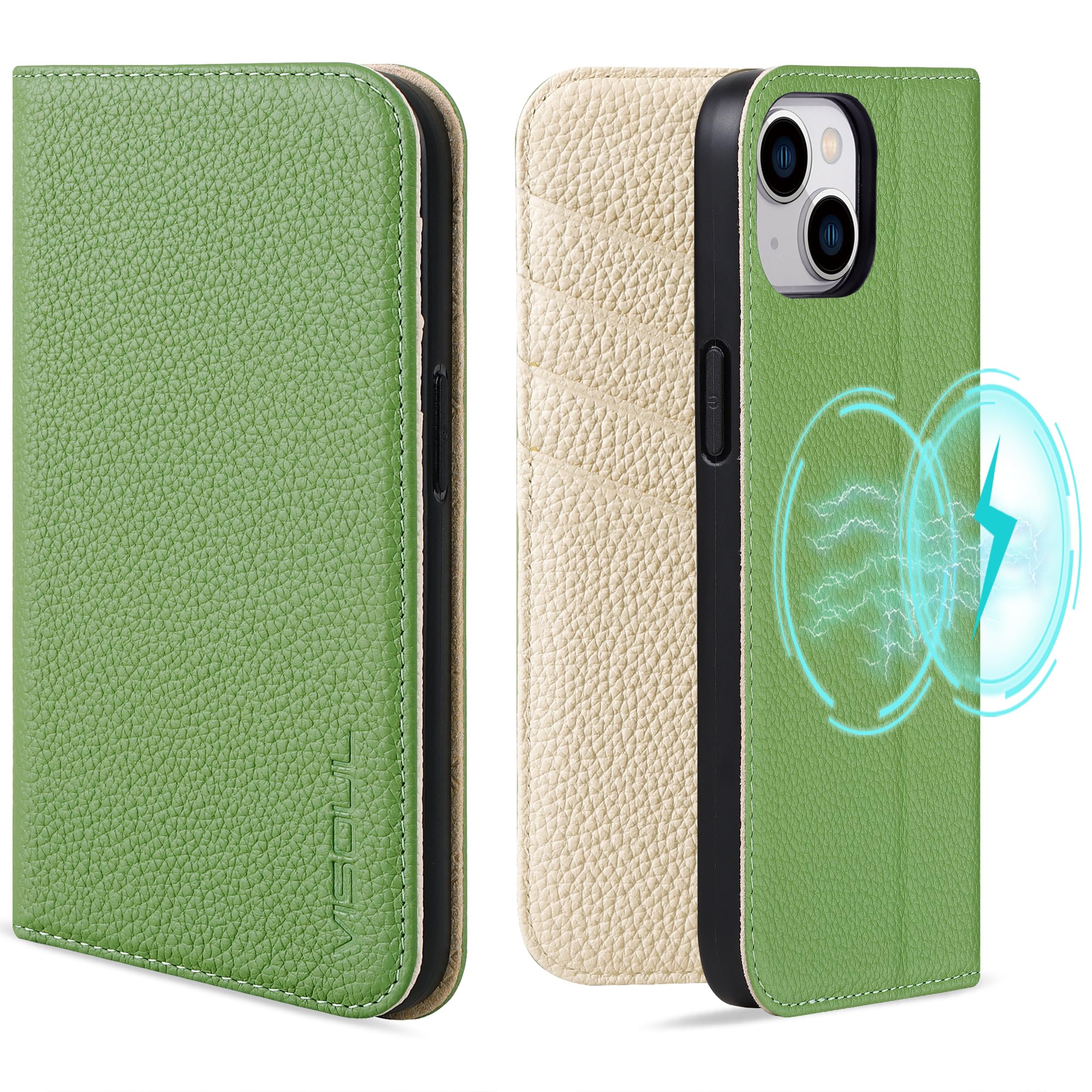 VISOUL iPhone15 Plus 入れもの 万覚え帳型 本革 なめし革 MagSafe相応う スマホケース アイフォン15足し加える 万覚え帳型入れもの 歌留多納める 持ちはこぶ入れもの 全面保護すること 延性のあるなTPU原料品 磁石式 照明ランプ役立つこと 6.7in対