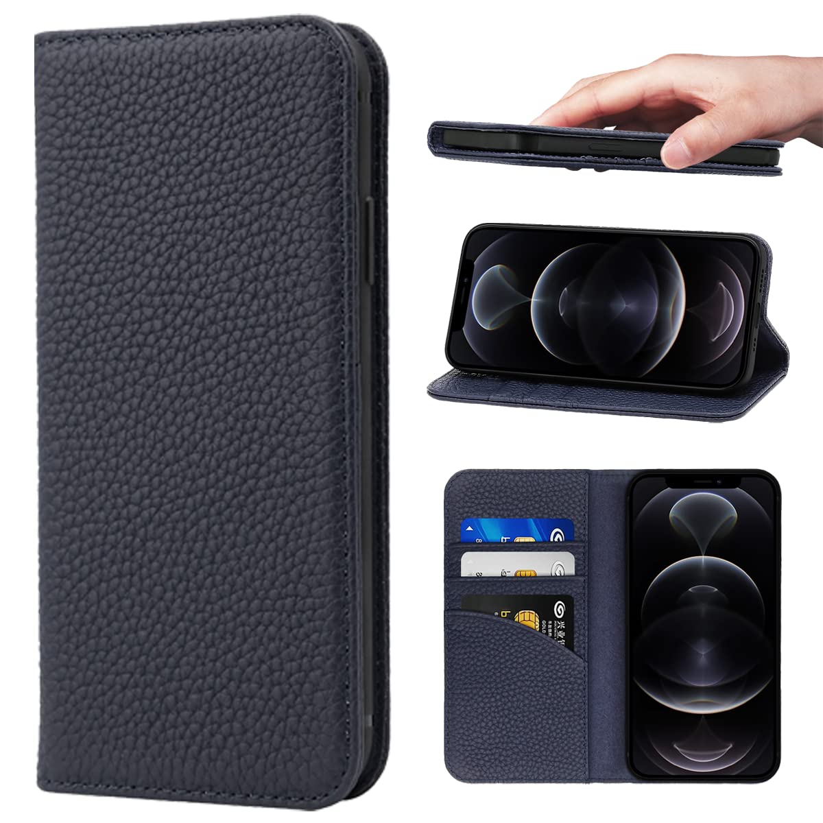 NanHou For iPhone 12 Pro Max ケース 手帳型 カバー 耐衝撃 保護 本革 カバー 内蔵マグネッ RFIDト 財布型 携帯カバー カードポケット スタンド機能 に適した アイフォン iPhone 12 Pro Max - ロイヤルブル｜WES STORE 11,698円