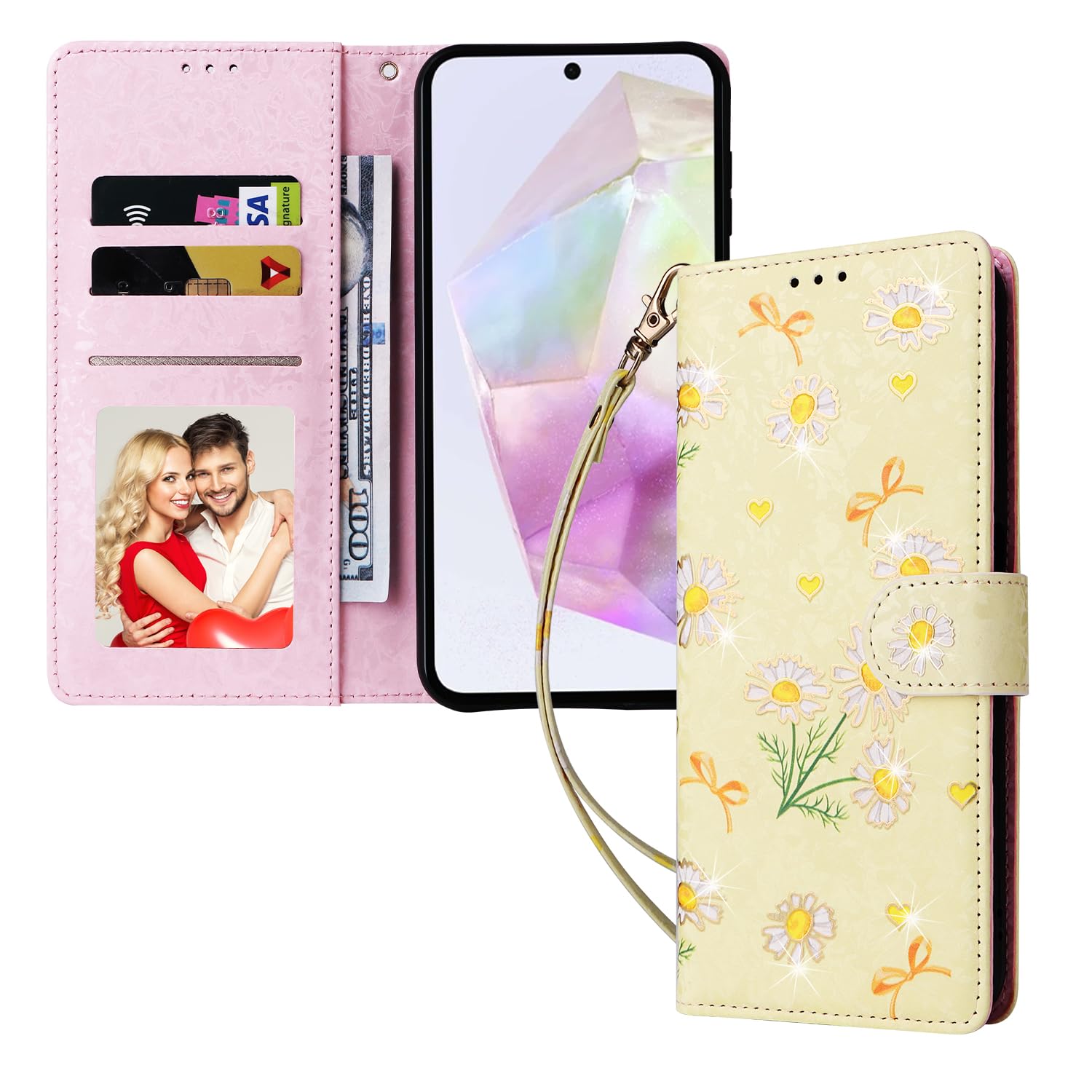 MaKaWa for iPhone 16e ケース 手帳型 携帯カバー アイフォン カード収納 スタンド機能 あいほん 16eケース 手帳型 シンプル 軽量 耐衝撃高級PUレザー 放熱性 汗や指紋防止 全面保護 耐汚れ花柄 ス