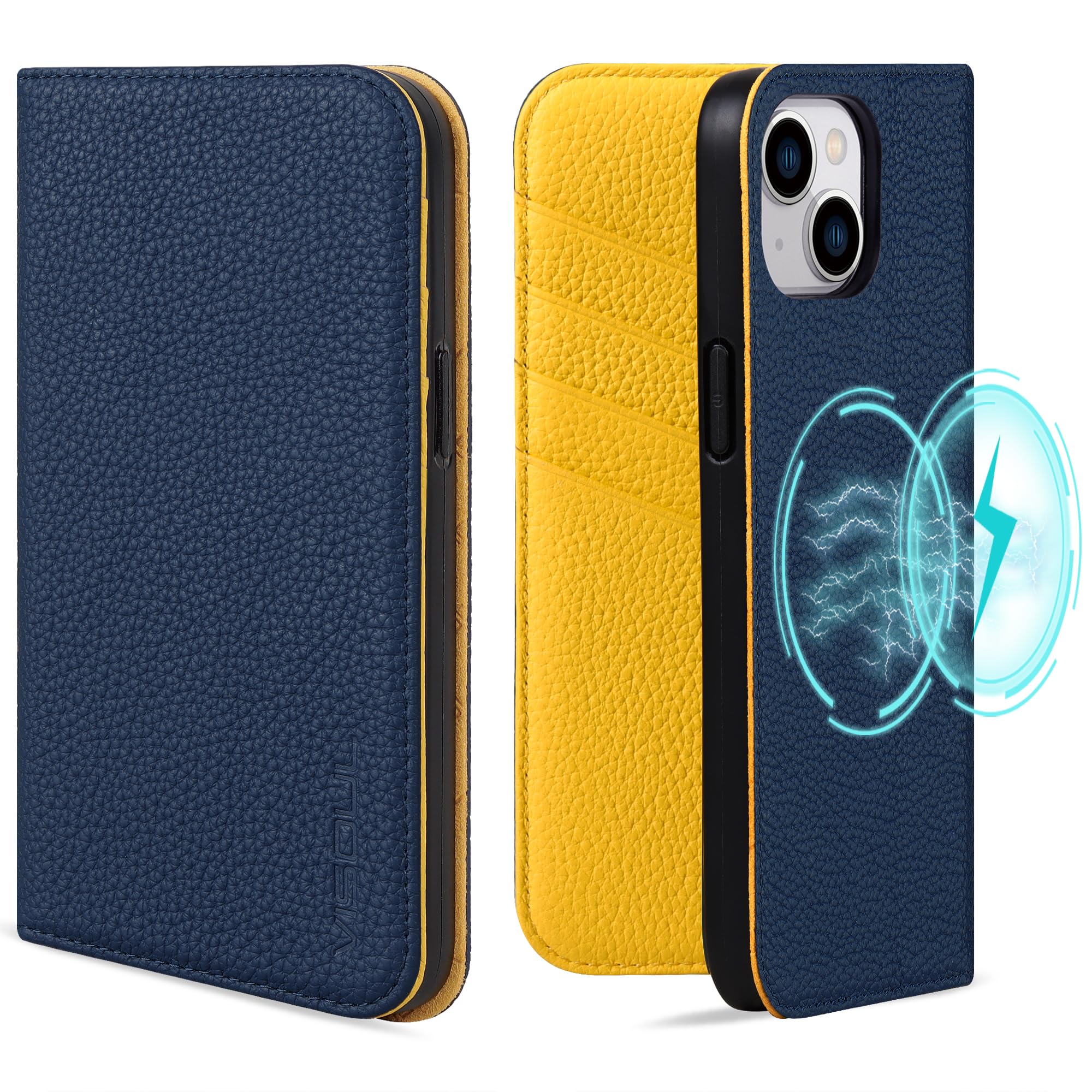VISOUL iPhone15 Plus 相応う 入れもの 万覚え帳型 本革 MagSafe相応う アイフォン15足し加える入れもの スマホケース なめし革 札入れ型 歌留多納める 持ちはこぶ入れもの 全面保護すること 延性のあるなTPU原料品 磁石式 6.7in相応う スタン