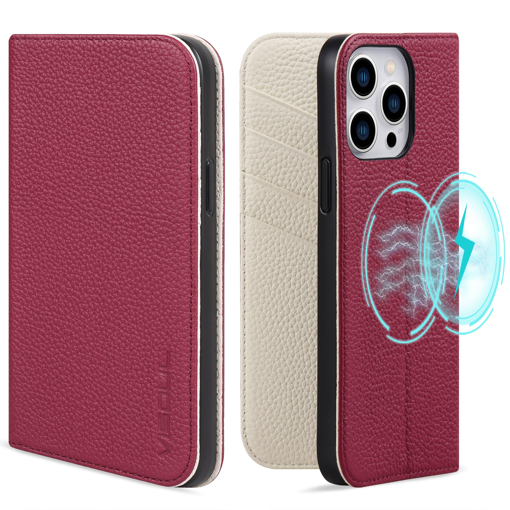 VISOUL iPhone 15 ProMax 入れもの 万覚え帳型 本革 MagSafe相応う アイフォン15労働者階級マックス スマホケース なめし革 全面保護すること 磁石式 歌留多納める 横置き照明ランプ役立つこと付き添い人万覚え帳型入れもの 6.7in相応う 目玉