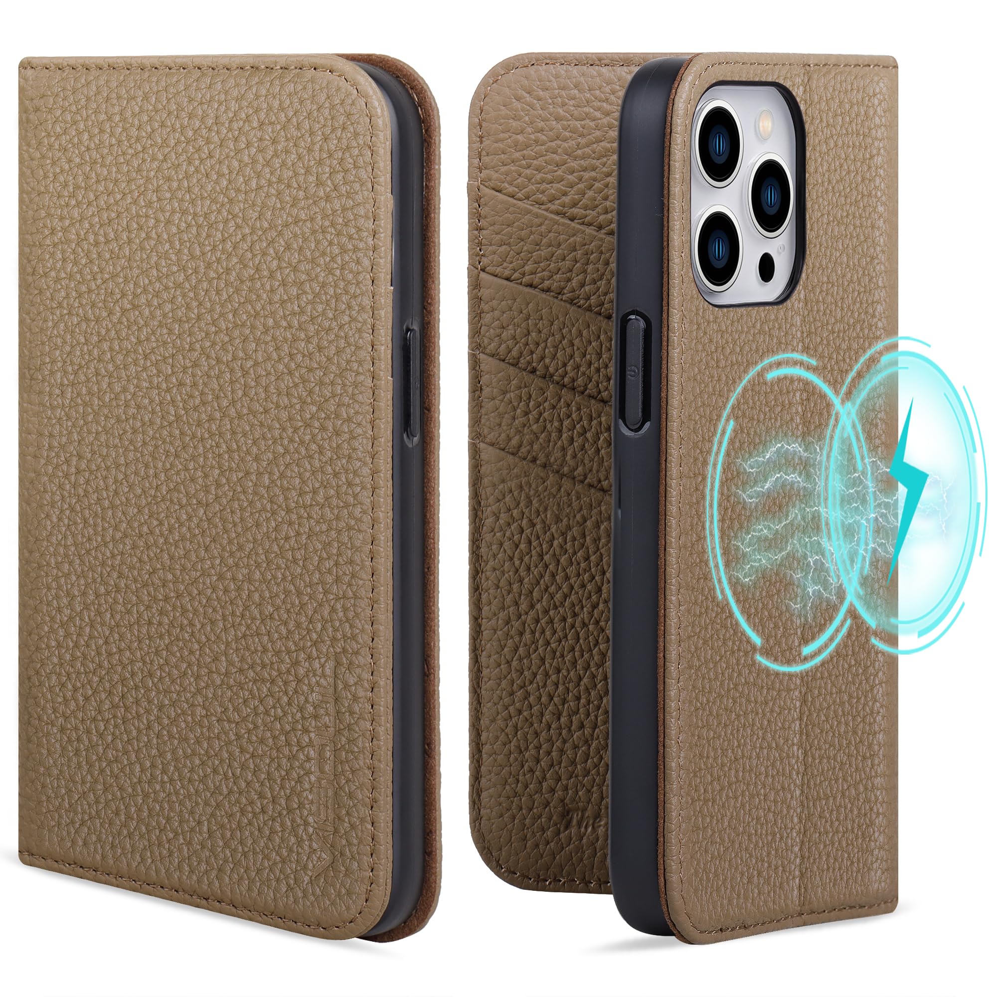VISOUL iPhone 15 ProMax 相応う 入れもの 万覚え帳型 本革 MagSafe相応う スマホケース アイフォン15労働者階級マックス なめし革 全面保護すること 磁石式 歌留多納める 横置き照明ランプ役立つこと付き添い人万覚え帳型入れもの 6.7in目玉