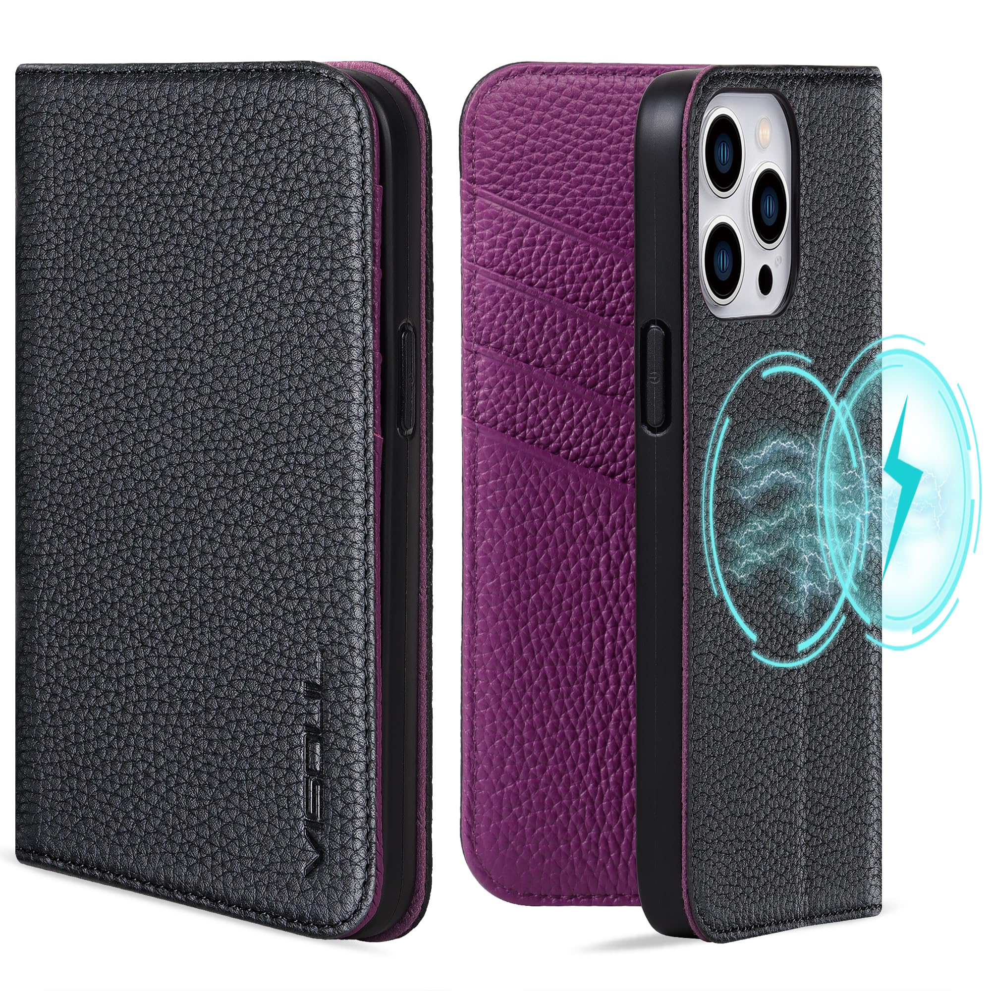 VISOUL iPhone 15 ProMax 相応う 入れもの 万覚え帳型 本革 MagSafe相応う なめし革 全面保護すること 磁石式 歌留多納める アイフォン15 労働者階級マックス 入れもの 横置き照明ランプ役立つこと付き添い人万覚え帳型 6.7in iphone 15 ProMax ブ
