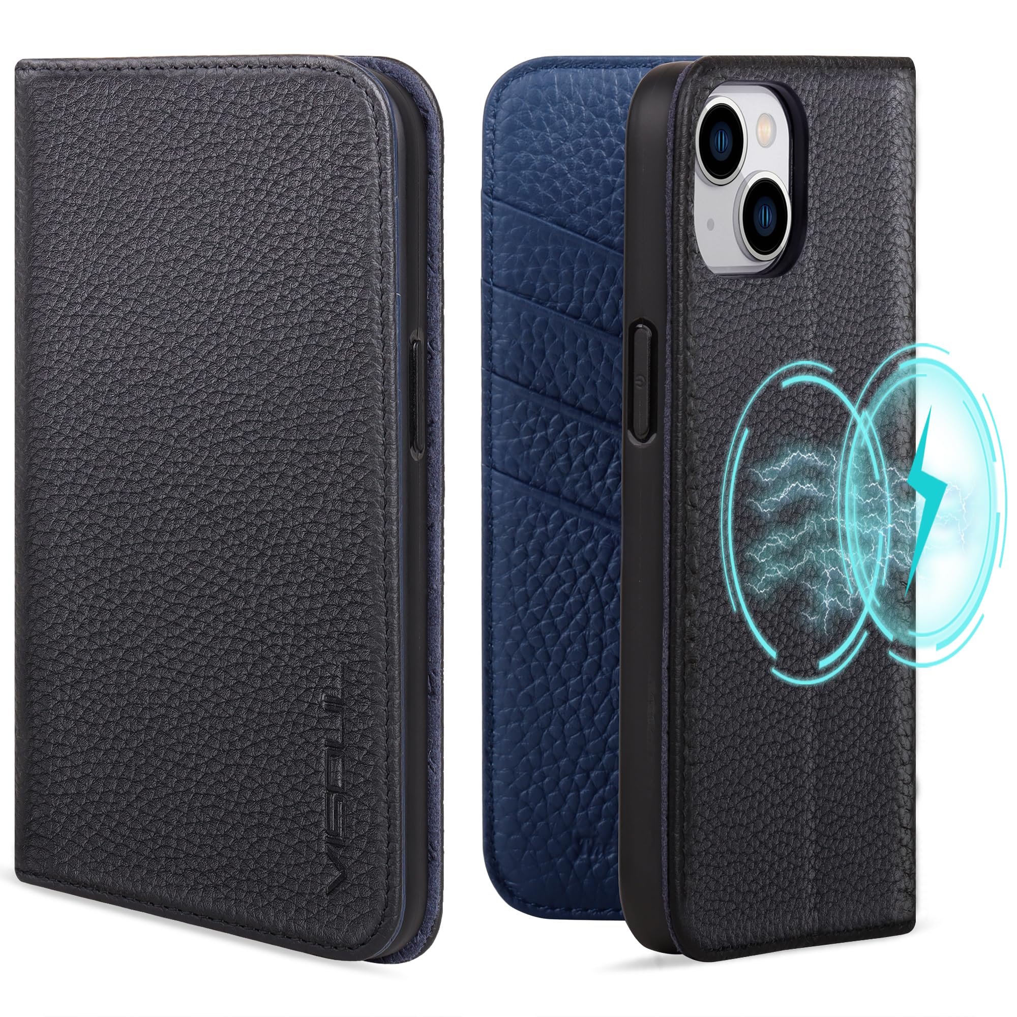 VISOUL iPhone15 Plus 相応う 入れもの 万覚え帳型 本革アイフォン15足し加える入れもの MagSafe相応う なめし革 歌留多納める 持ちはこぶ押しかぶせる 全面保護すること 磁石式 延性のあるなTPU原料品 照明ランプ役立つこと付き添い人 スマホケース 6.7in