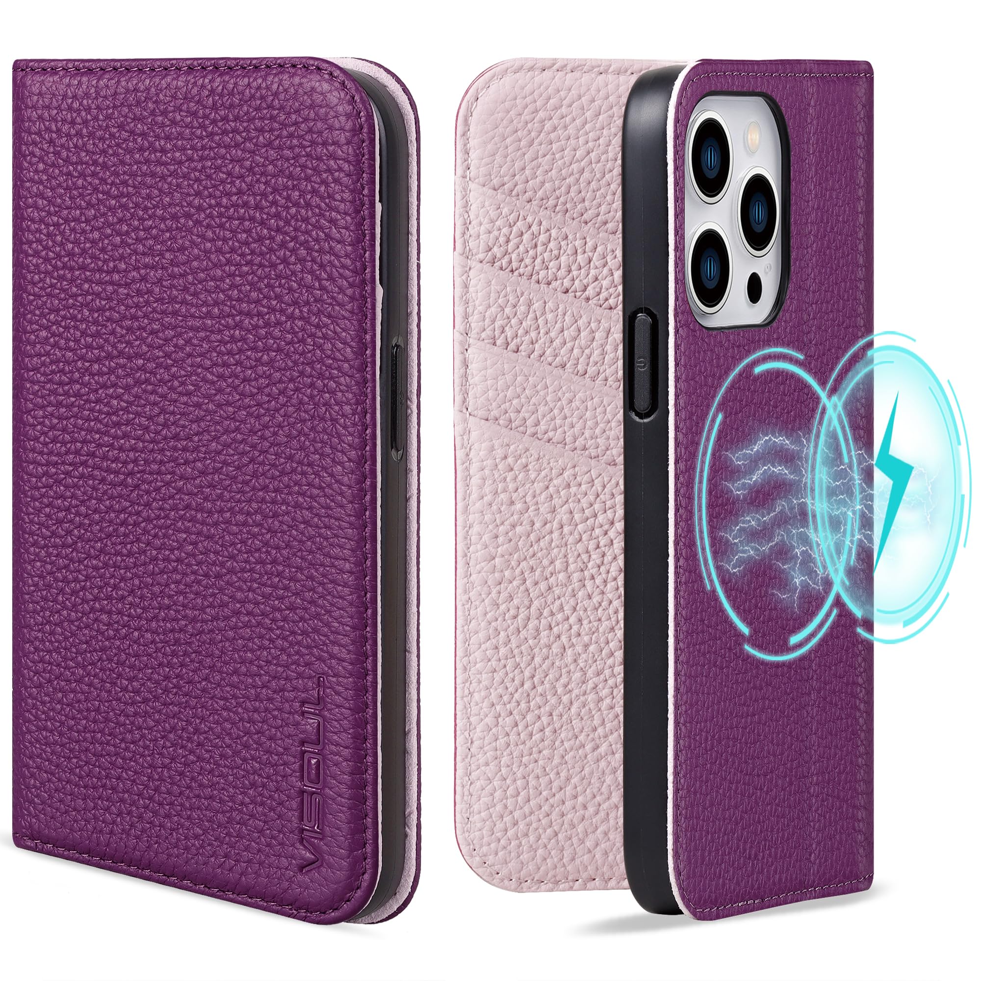 VISOUL iPhone 15 ProMax 入れもの 万覚え帳型 本革 MagSafe相応う アイフォン15プロマックスレザー 全面保護すること 磁石式 歌留多納める 多役立つこと アイフォン15 ProMax ケー 横置き照明ランプ役立つこと付き添い人万覚え帳型入れもの 6.7