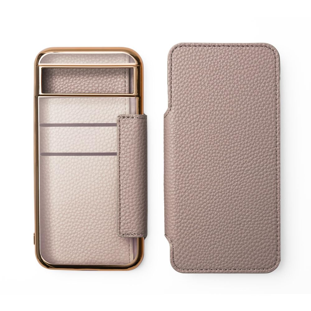 empire 背面クリア 手帳型 スマホケース ピクセル8 (マッシュルームxゴールド, Google Pixel 8)