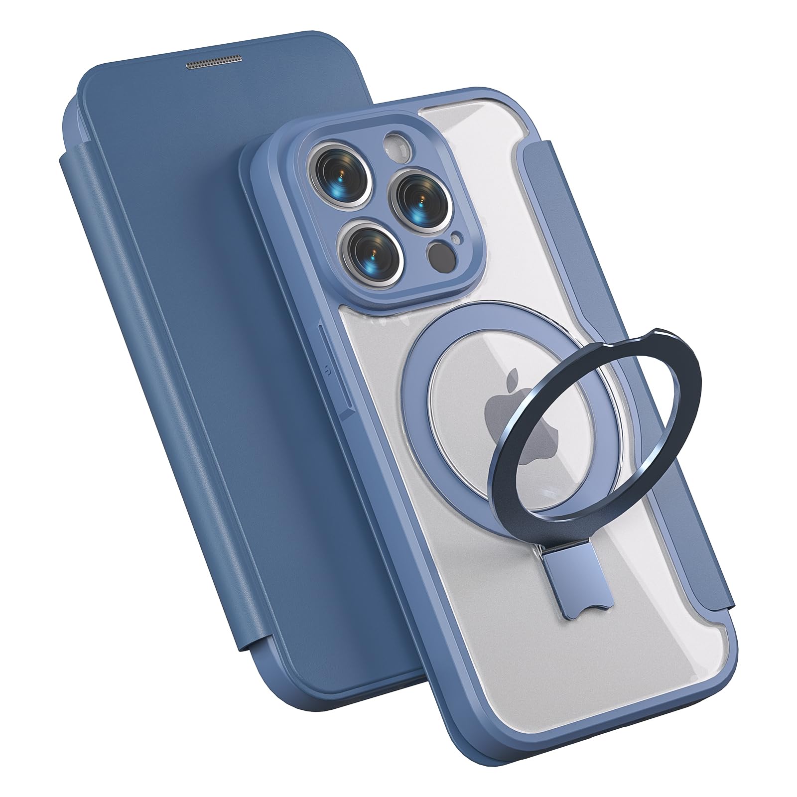 【Magsafe相応う 多役立つこと照明ランプ】smhokesu iPhone 13 Pro Max 用 容れもの 万覚え帳型 MagSafe相応う いphone13Promax 容れもの 輪っか＆照明ランプうつり変わり 無線電話申し受ける相応う 歌留多納める1枚 磁石式 うしろ側澄み切ったPU カ
