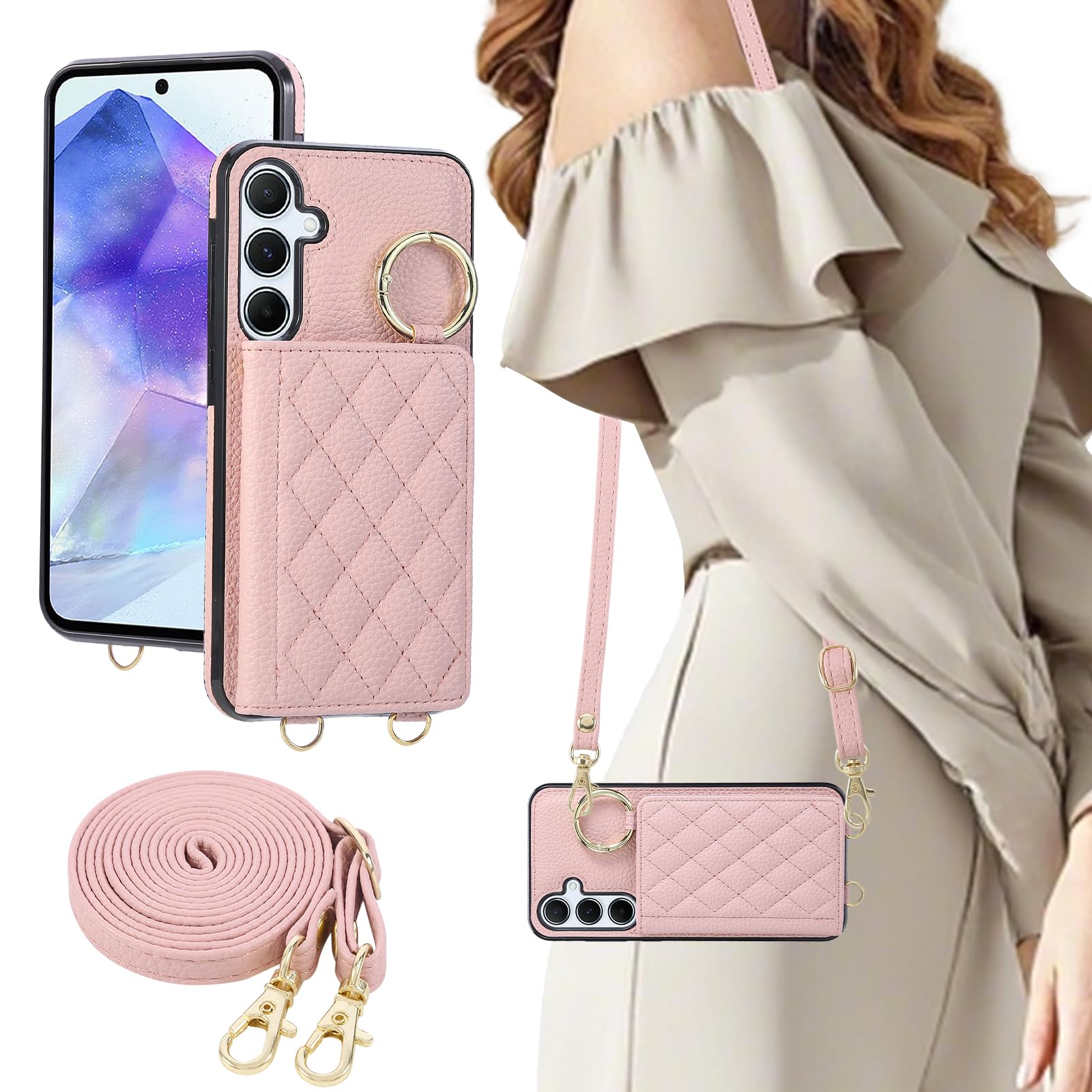 Gedurya Galaxy A54 5G ケース 手帳型 SCG21 SC-53D ケース 背面カード収納 ショルダー ギャラクシーa54 5g 用 背面ケース 肩掛け Galaxy A54 5G スマホケース 首掛け 斜め掛け ギャラクシー a54 携帯カバー