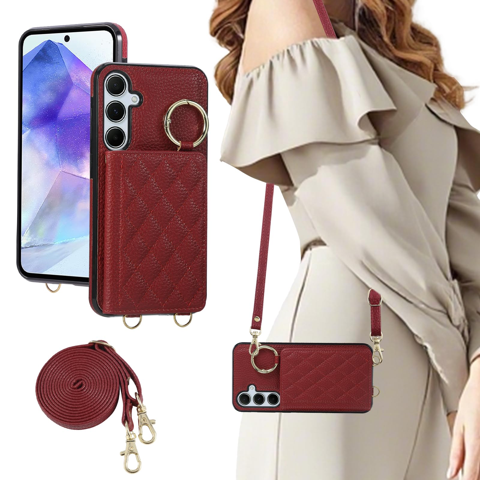 Gedurya Galaxy A54 5G ケース 手帳型 SCG21 SC-53D ケース 背面カード収納 ショルダー ギャラクシーa54 5g 用 背面ケース 肩掛け Galaxy A54 5G スマホケース 首掛け 斜め掛け ギャラクシー a54 携帯カバー