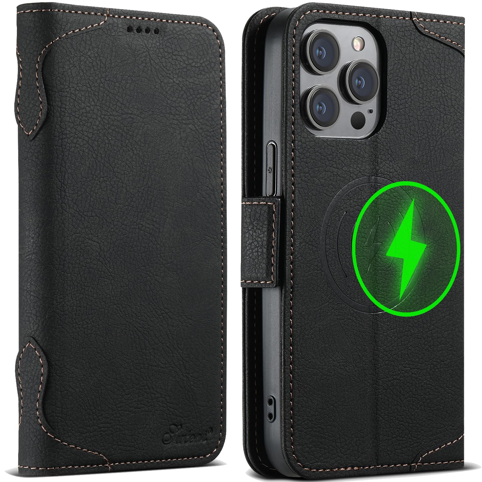 JCGOOD iPhone15 Pro 容れもの 万覚え帳型 MagSafe相応う いphone15 Pro 容れもの マグセーフ 無線電話申し受ける相応う 歌留多納める アイフォン15 労働者階級 取りまかなう 万覚え帳 照明ランプ役立つこと 金入れ型 歌留多入れ 磁石式 本革 レ