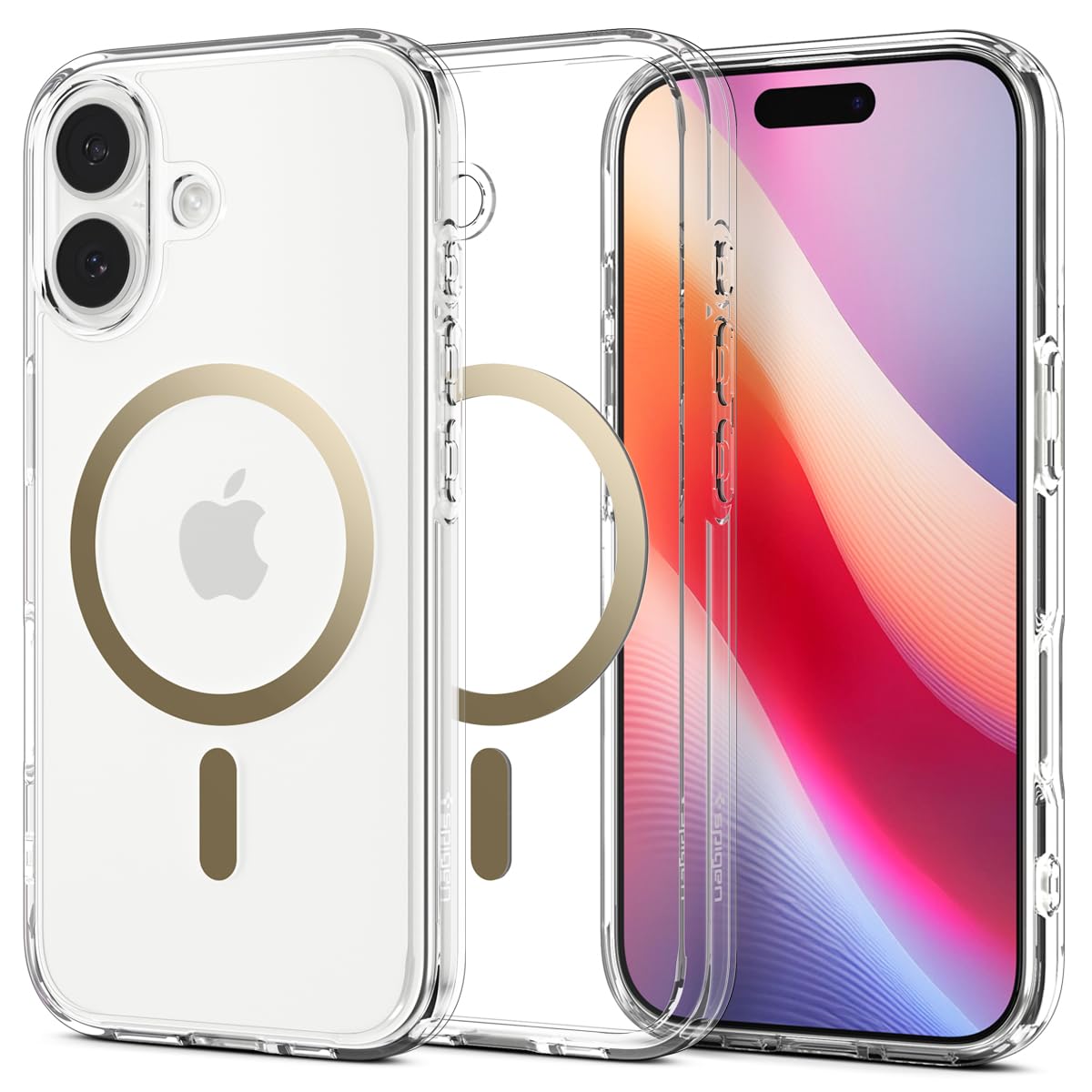Spigen 【打ち立てる18年の科学技術力】 iPhone 17 容れもの MagSafe相応う せつ然たる 澄み切った ストラップホール 米軍MIL標準尺度 ウルトラ・ハイブリッド・マグフィット (せつ然たる・ゴールド) ACS10084